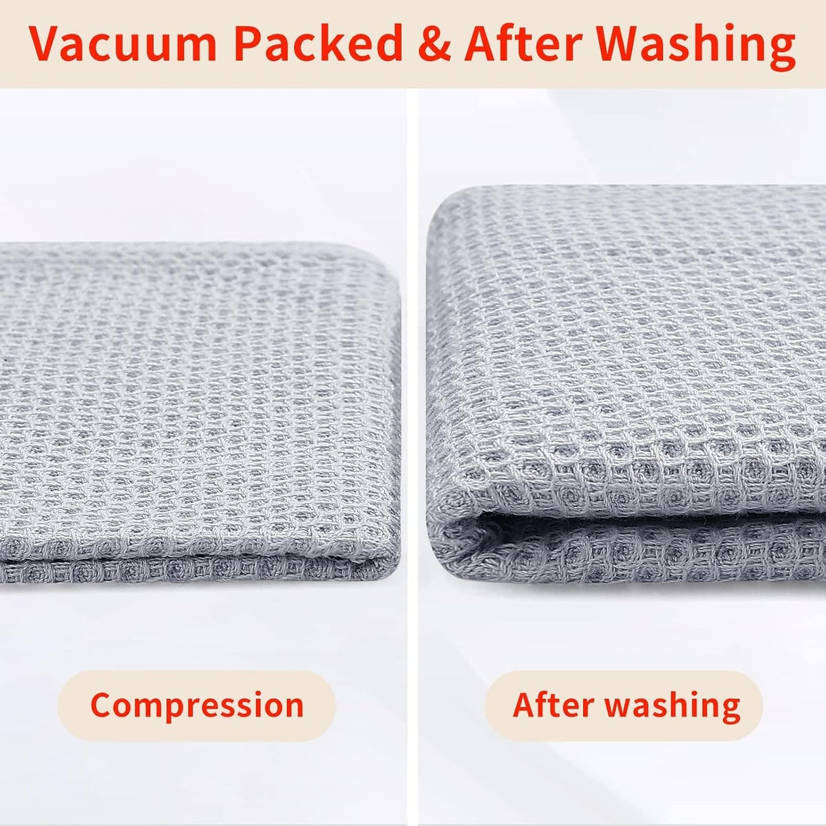 Homaxy 100% Cotton Waffle Weave Kitchen Dish Towels 18-Pack, Light Gray | 13 x 28 Inches, Ultra Soft Absorbent Dish
