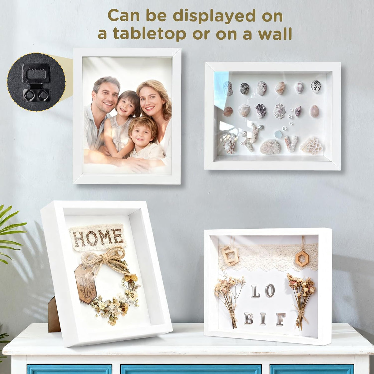 2 Pack Shadow Box Frame 11"x 14" - Wood Deep Shadowbox with Glass | Shadow Boxes Display Cases Suitable for Photos