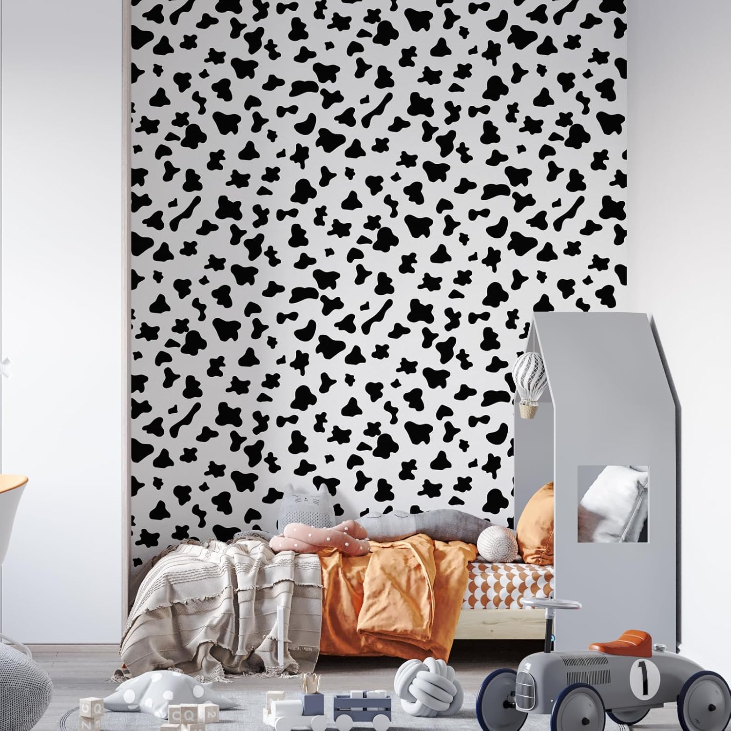 Black and White Spots Contact Paper Printed Peel and Stick / Black/white Cow / Cow / 17.3 x 480