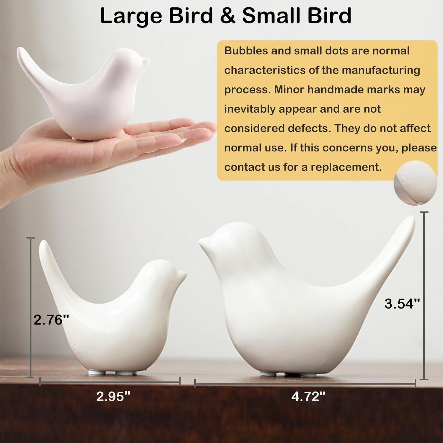 Small Birds Animal Statues Bird Figurines Knick Knacks Home Decor / Whitebirds / White / Set of 2