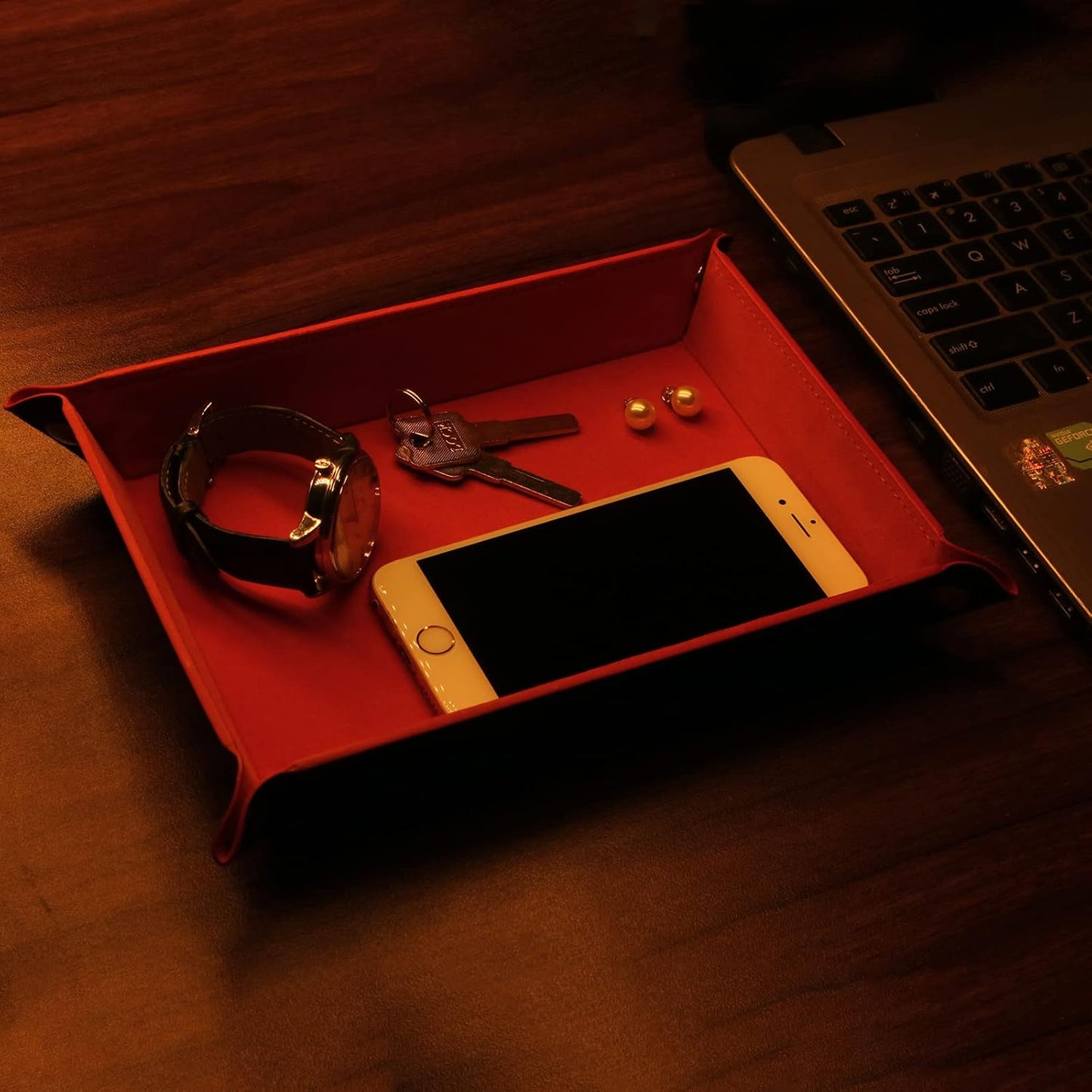 Valet Organizer / Catchall Tray for Jewelry / Reddishorange