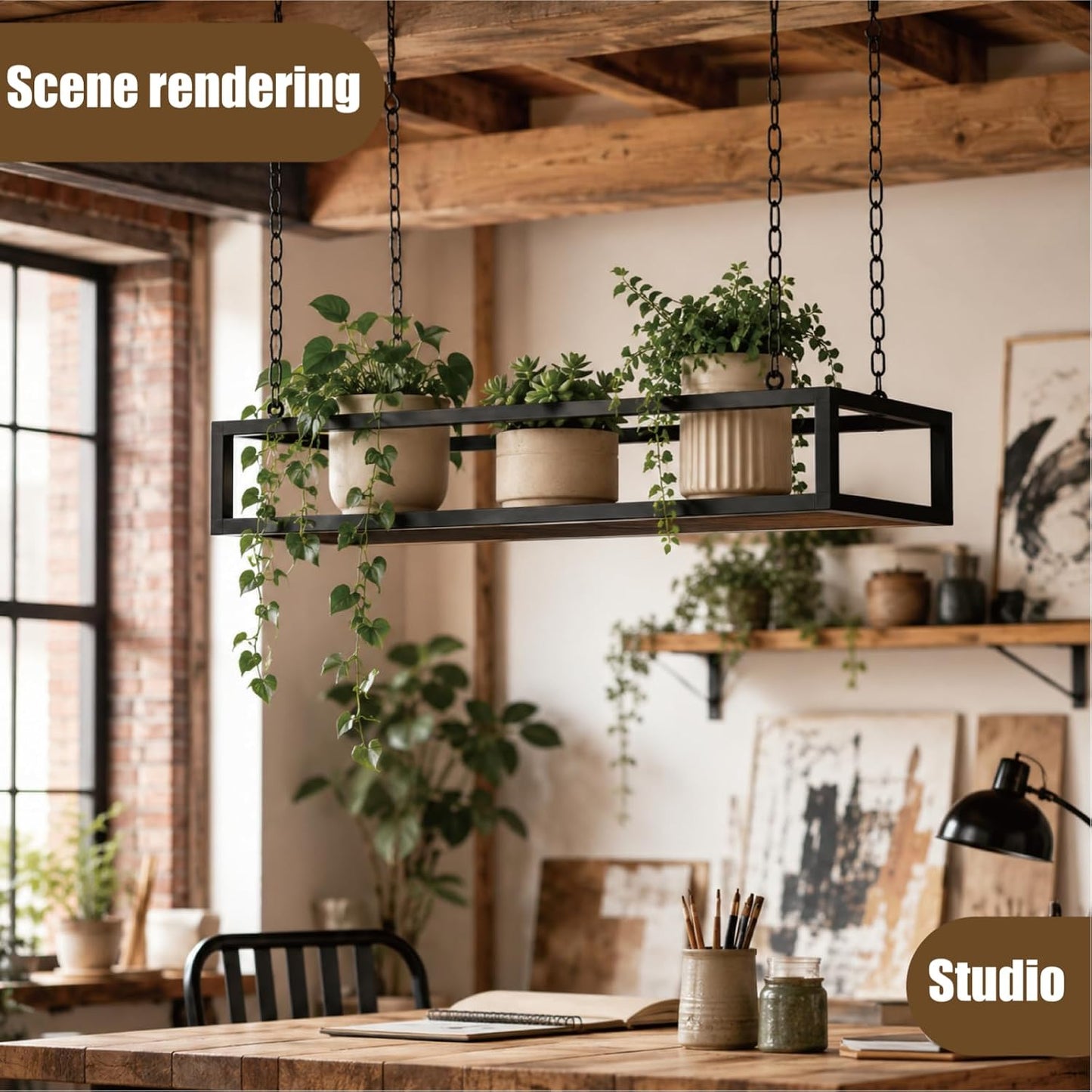 Solid Pine Wood and Metal Frame / 31.5 x 9.8 x 5.9