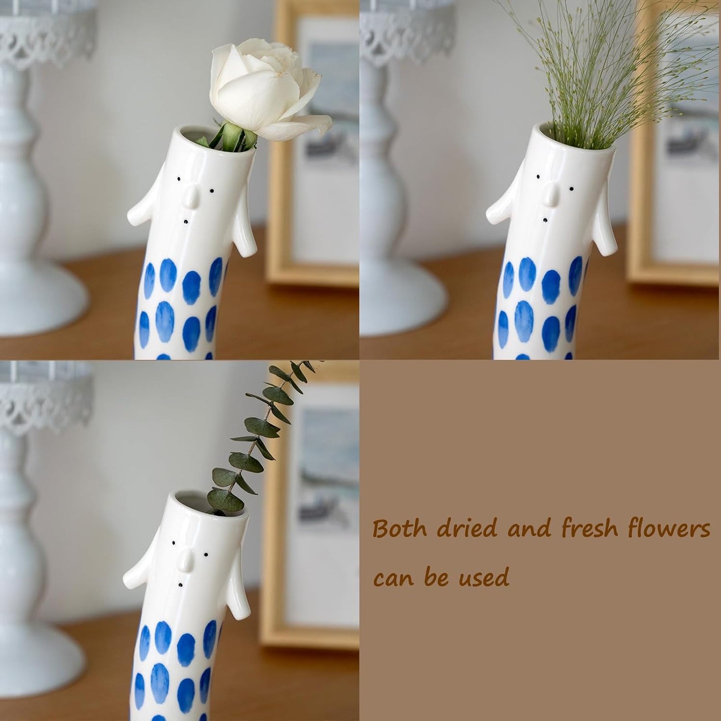 Unique Ceramic Bud Vases for Small Flower / Family Vase Blue / Set of 3