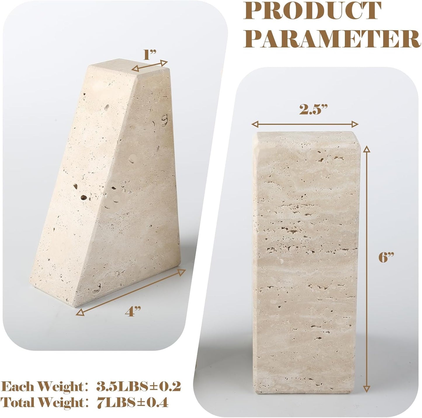 Bookends for Heavy Books / Travertine