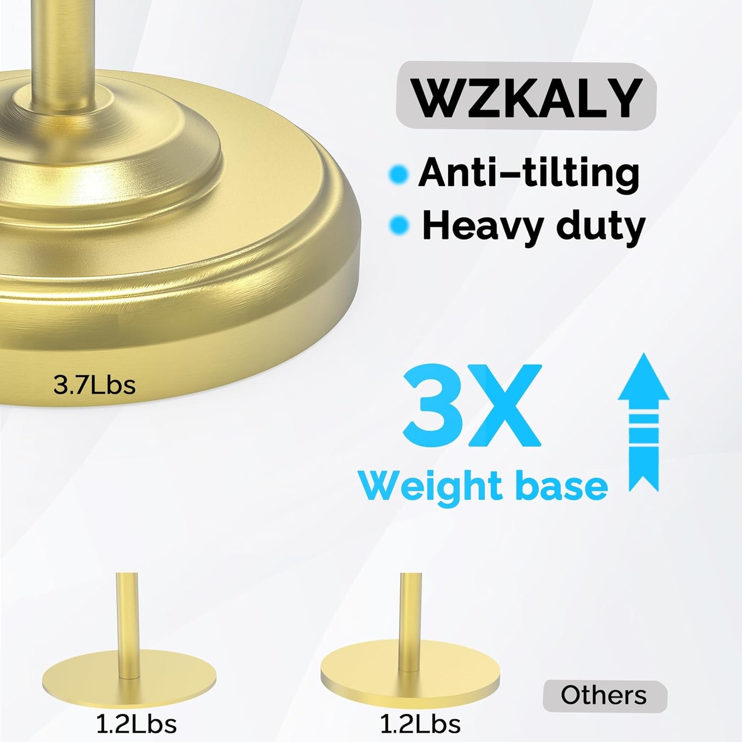 Gold Toilet Paper Holder Stand with Storage for 4 Extra Rolls | 304 Stainless Steel, Stable Weighted Base,Space-Saving