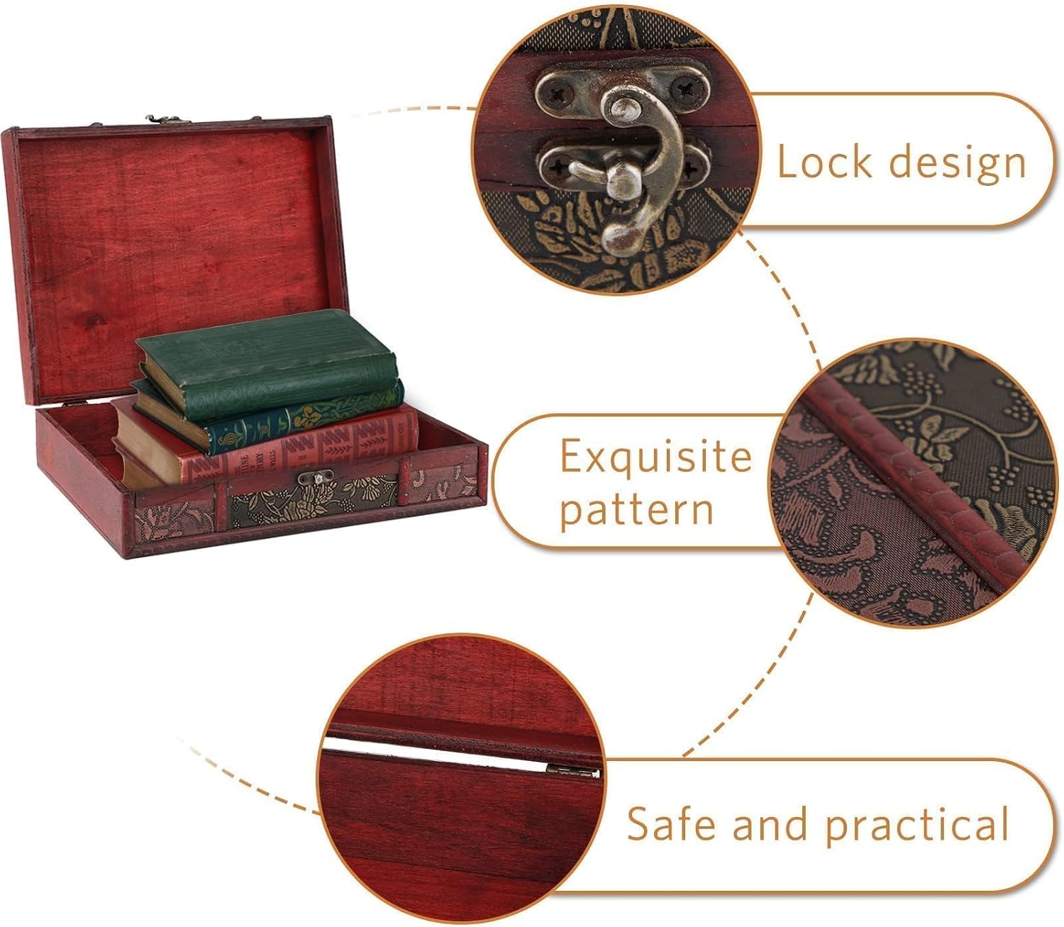 Decorative Jewelry Storage Keepsake Box Wood Trinket Boxes