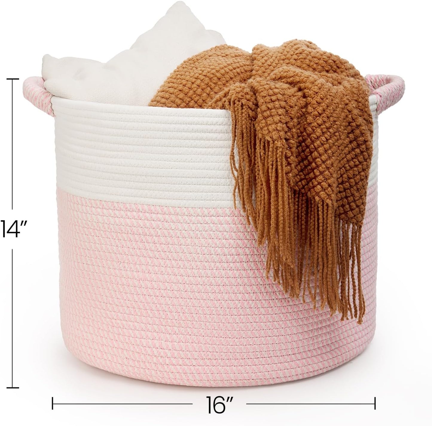 Blanket Basket / Pillows & Laundry / White/mixed Pink / 16 x 16 x 14