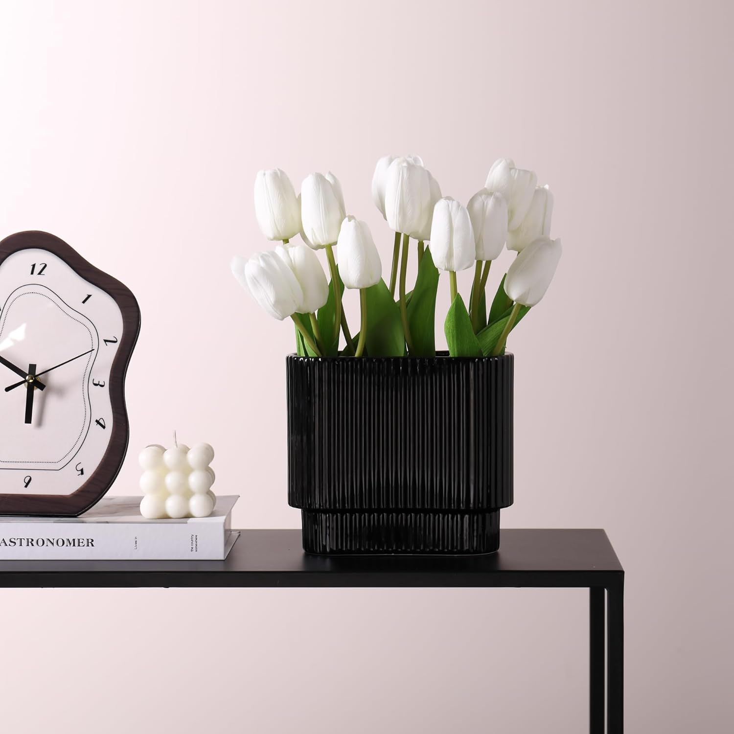 Ceramic Vase for Flowers / Black / Medium Rectangle
