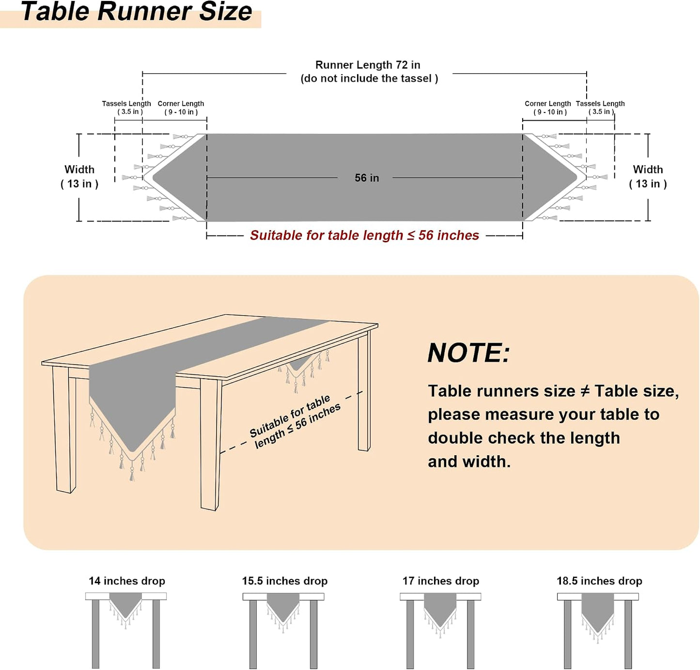 Loom and Mill Elegant Floral Jacquard Table Runner 13x72 inch, Pearly Beige | Luxury Damask Fabric Dining Table Runners