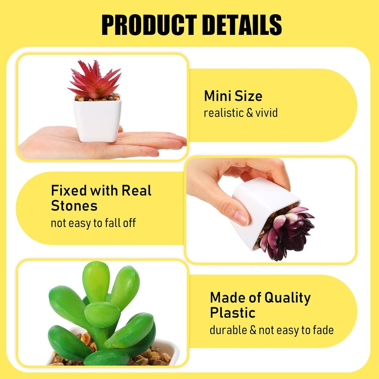 Artificial Succulent Plants in Pots Mini Fake Succulents Potted Small Tiny Plant / Set of 24