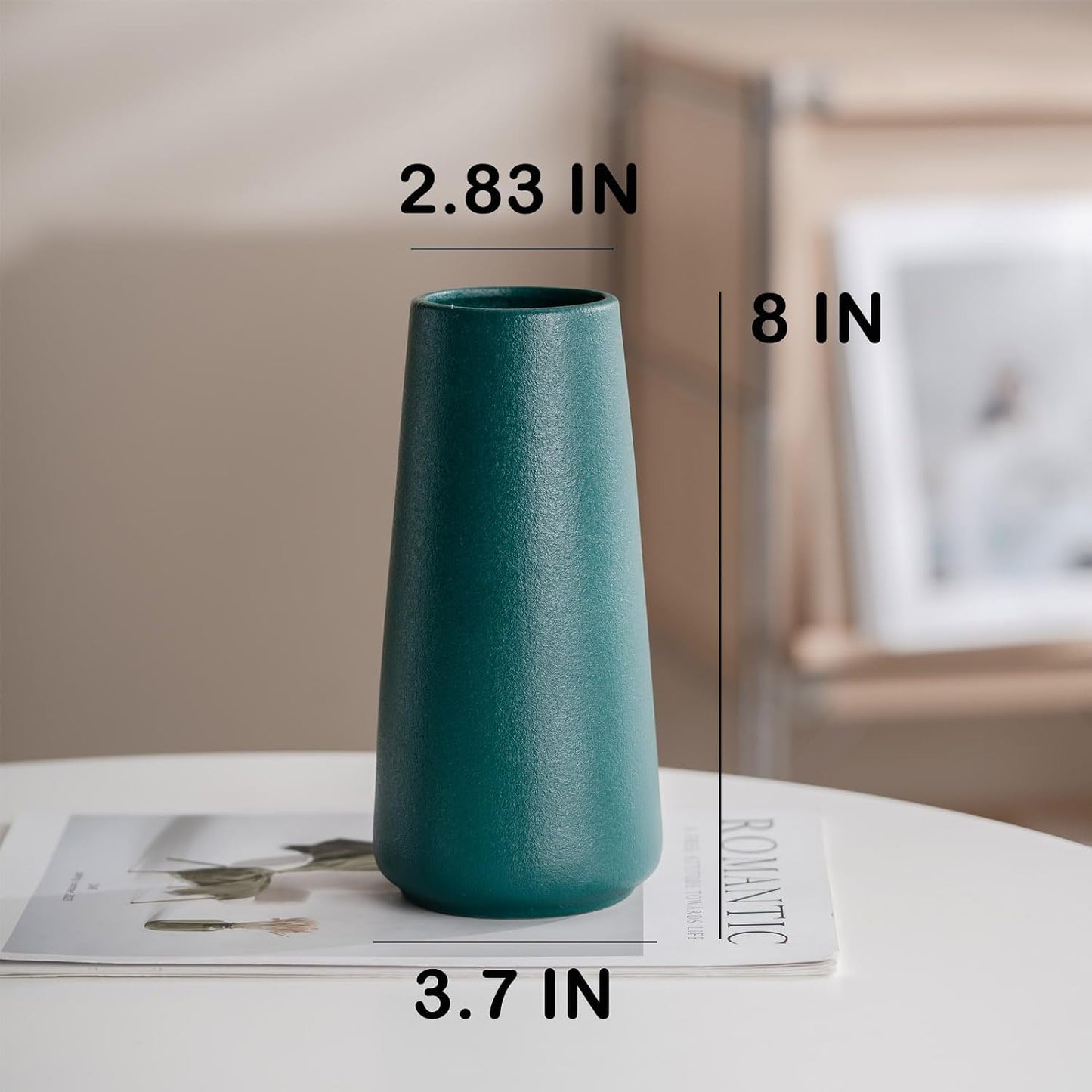 8" Ceramic Flower Vase / Green / Big