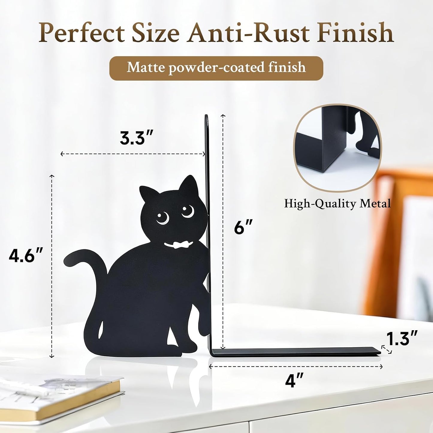 Decorative Book Ends Metal / Cats In Neckties / Black