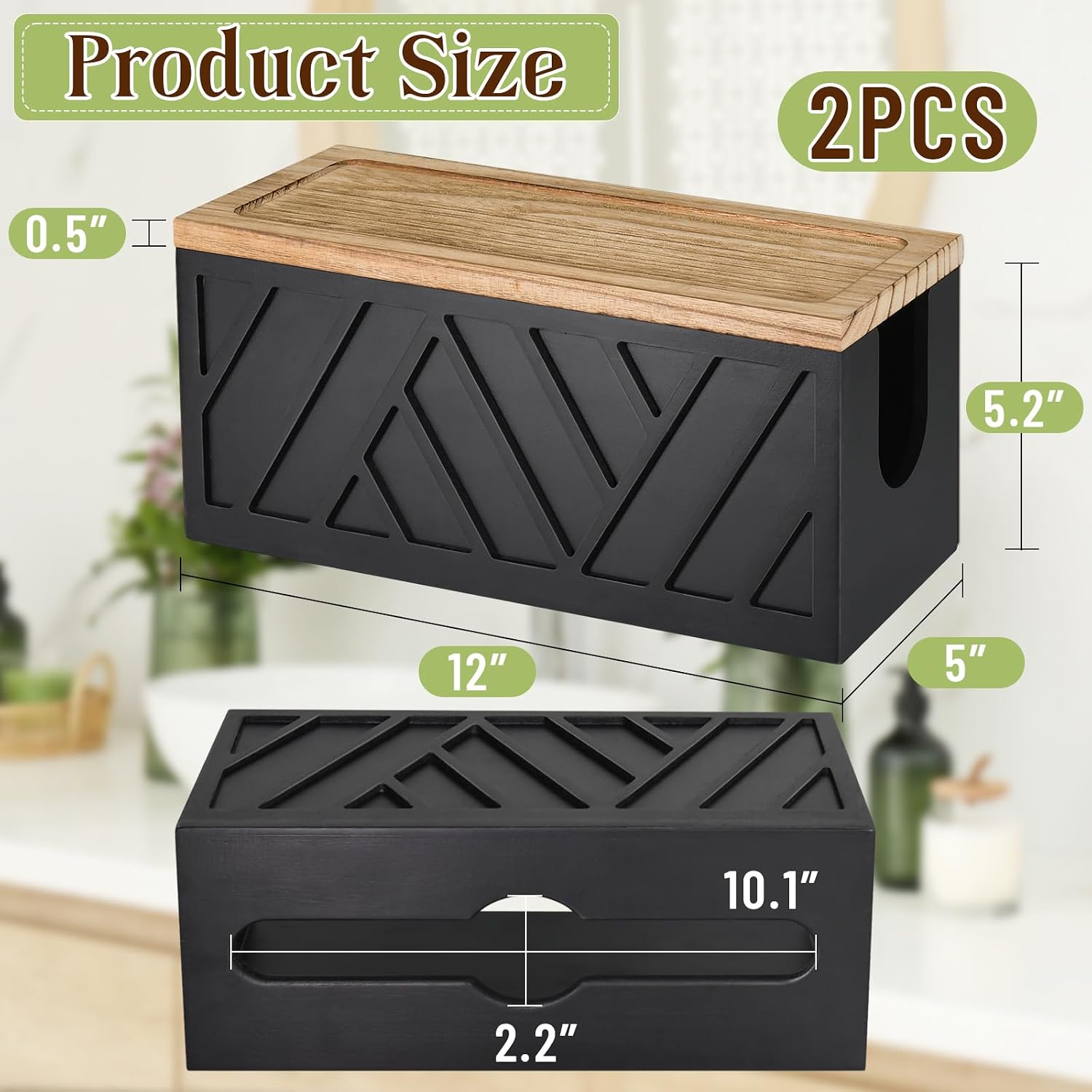 Set of 2 Paper Towel Dispenser Wall Mount, Paper Towel Holder Wall Mounted with Lid, Solid Wood Commercial C-Fold