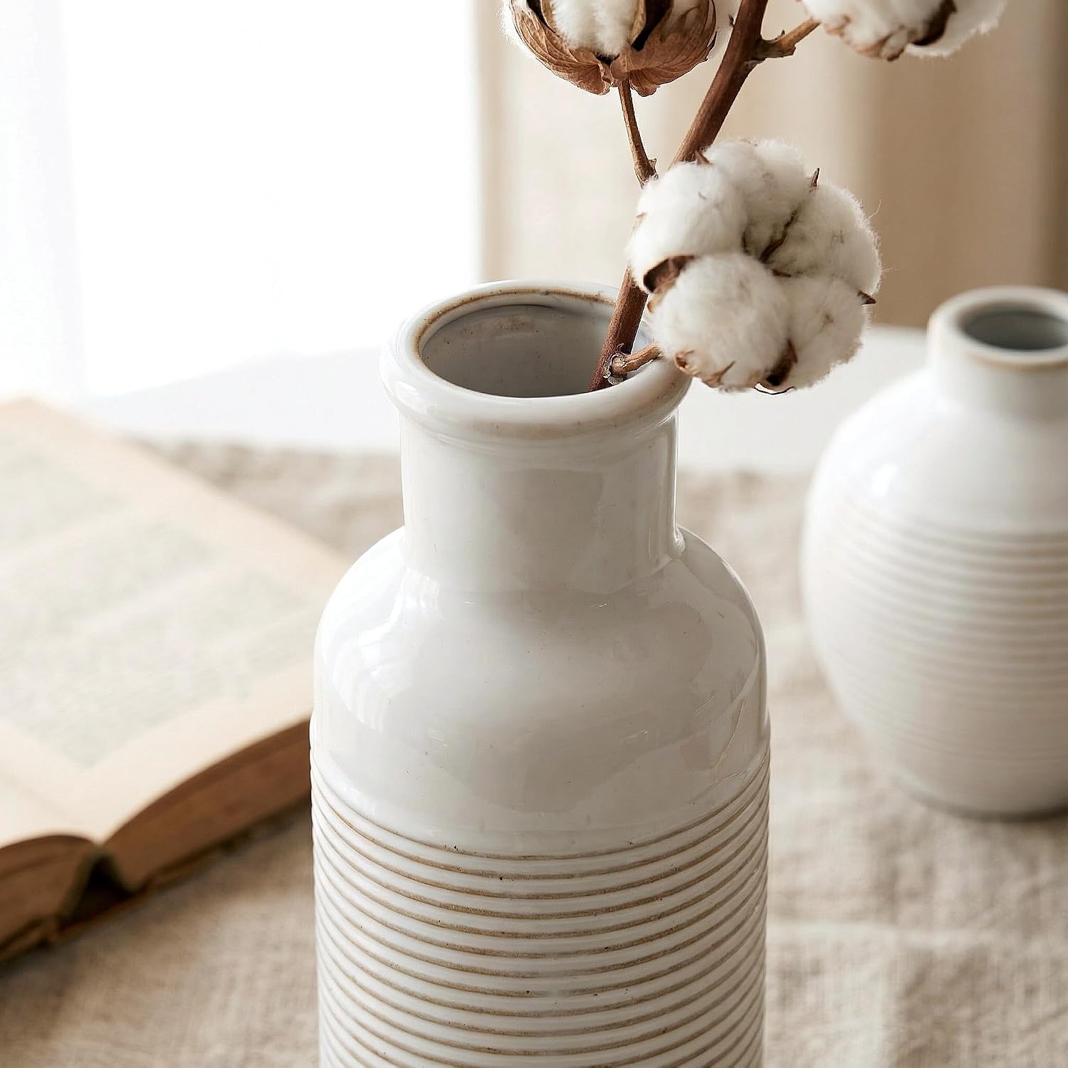 Rustic Farmhouse Vase / White / Set of 3