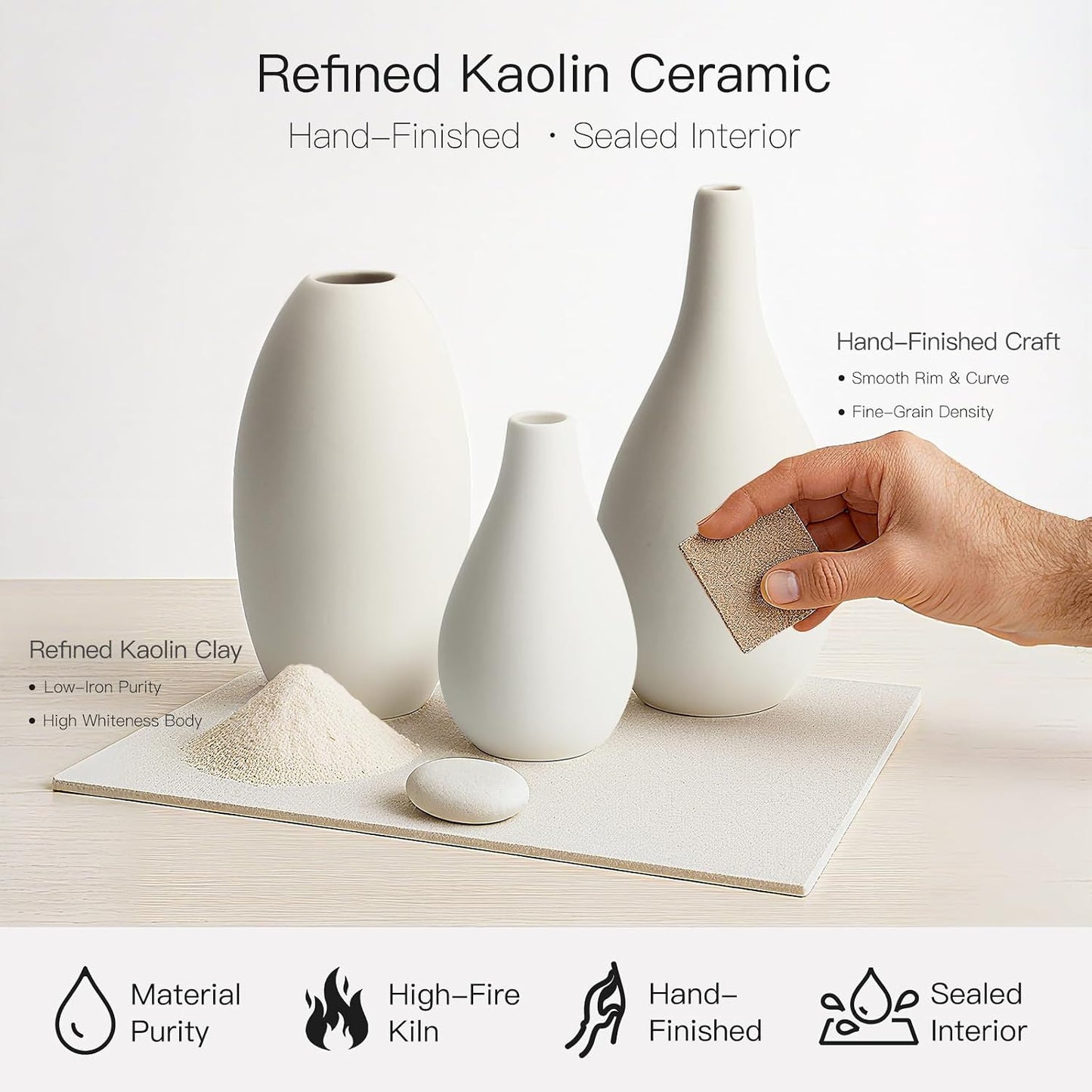 Ceramic Vases / Modern Decorative Flower Vases / 3 Set / Set of 3