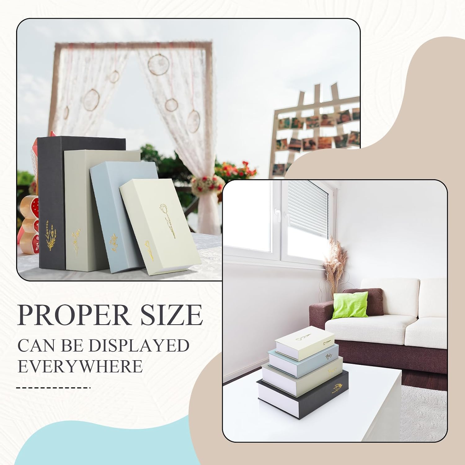 Decorative Books Boxes Faux Books Stacked for Modern Home Coffee Tables Bookshelves DIY / Set of 4