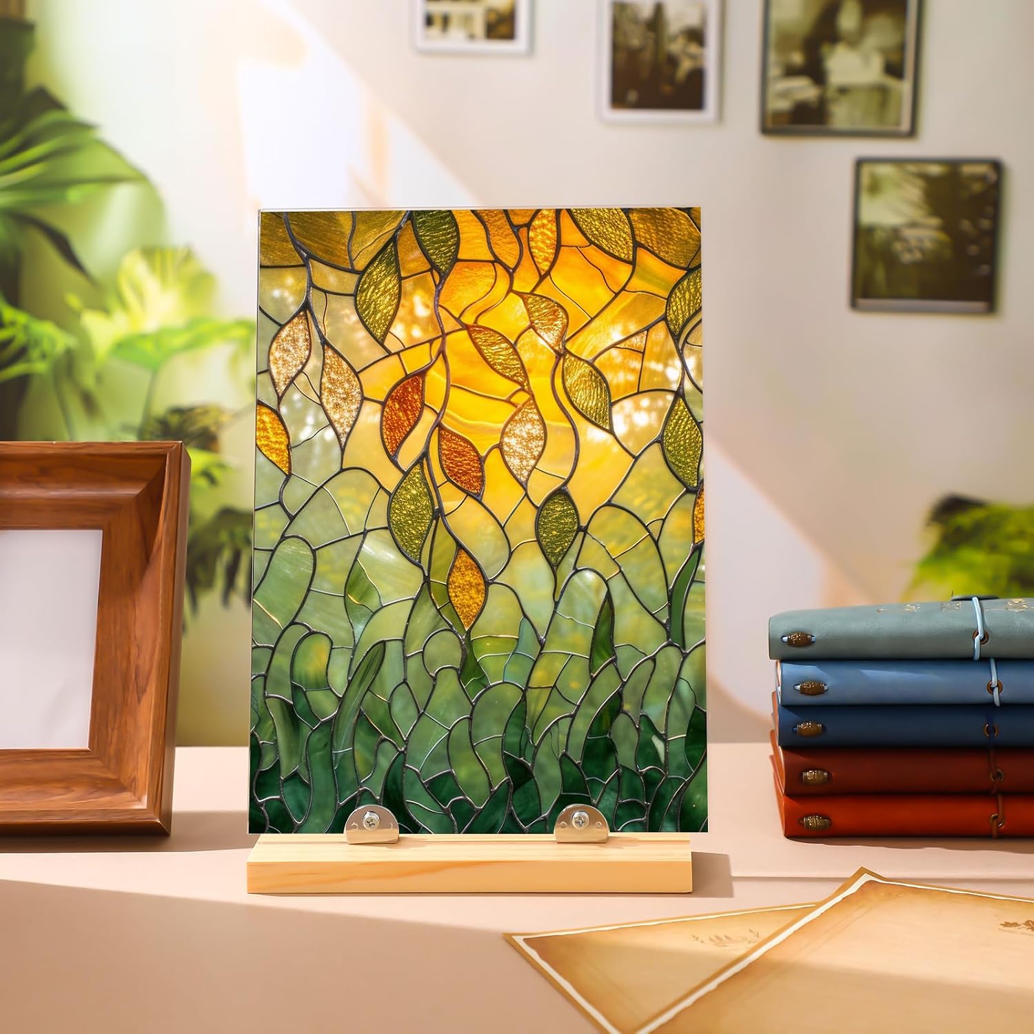 Ceramic Tiles / Wood Color / Wood and Metal / Set of 2