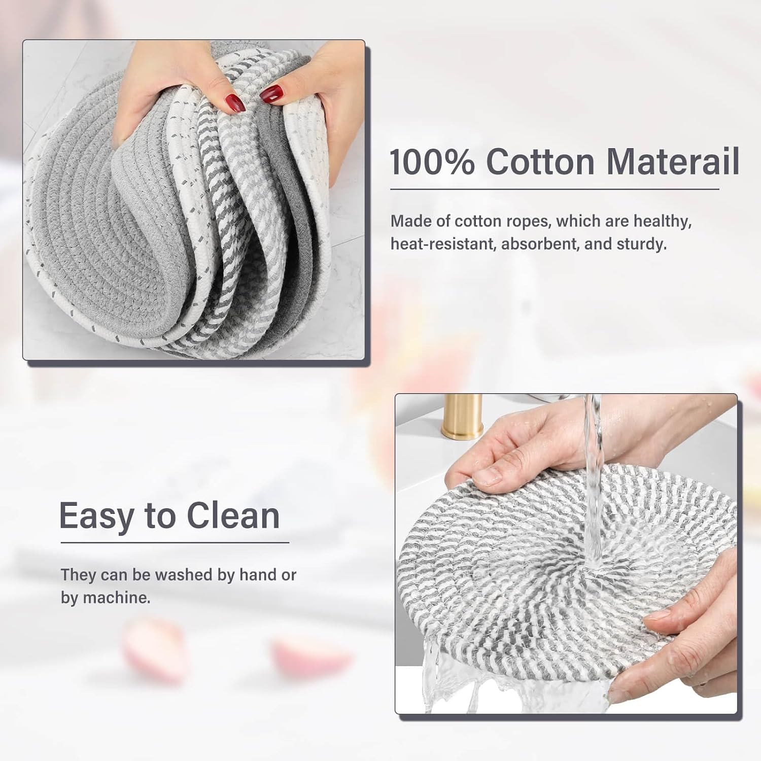 Billbotk 10" Trivets for Hot Dishes, Hot pots and Pans, Set of 6, Heat Resistant Pot Holders for Kitchen, Hot Pads for