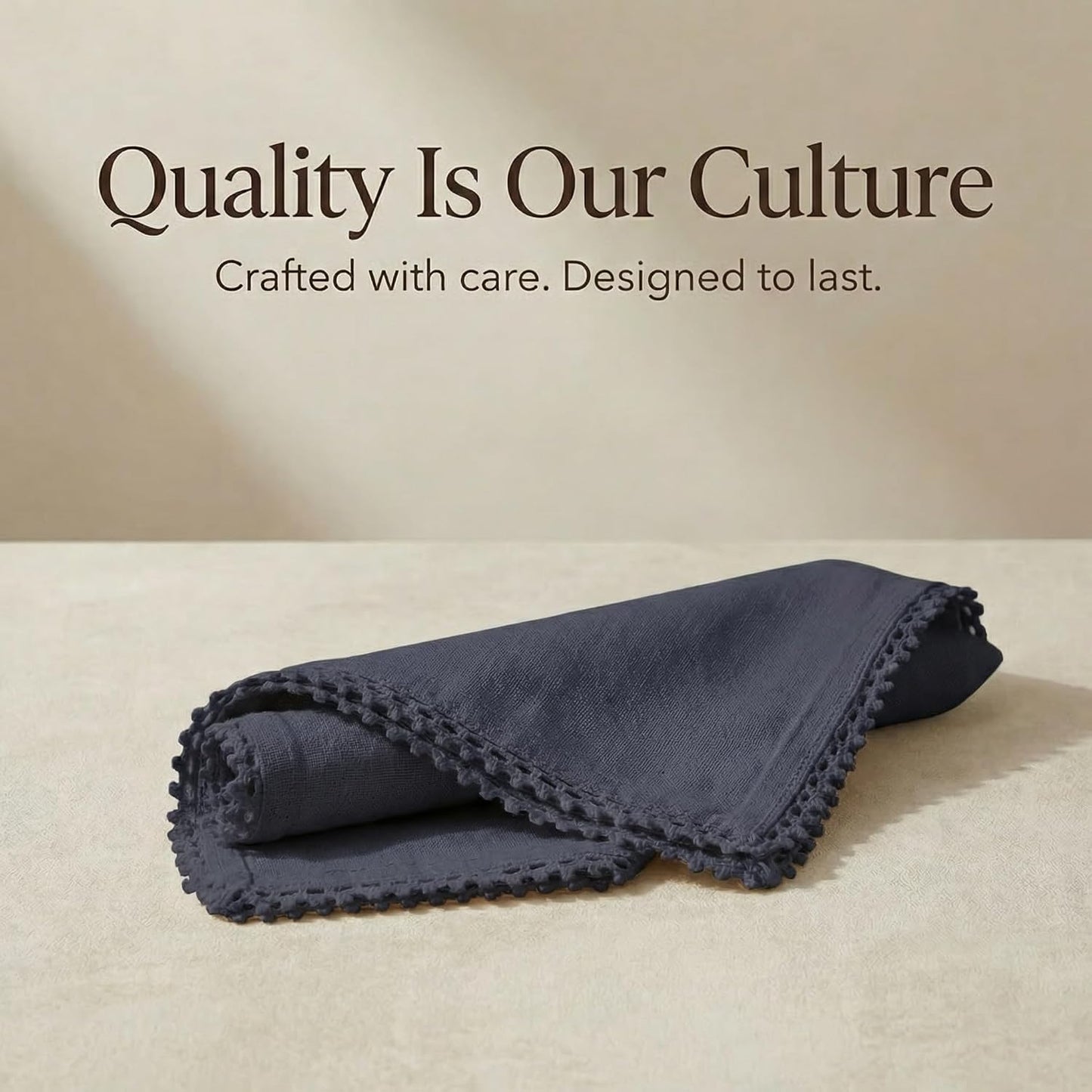 ACCENTHOME Navy Cloth Napkins Set of 12 18x18 inch Cotton Dinner Napkins - Washable Soft Premium Hotel Quality Reusable