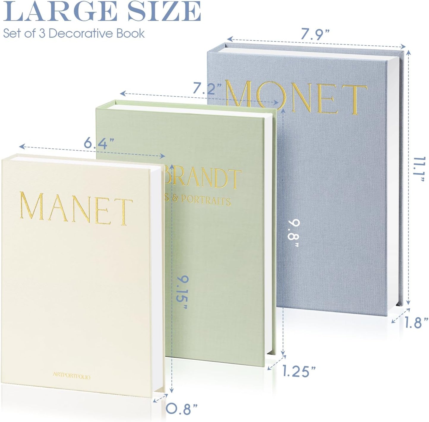 Linen Faux Books / Grey / Green / Beige / Set of 3