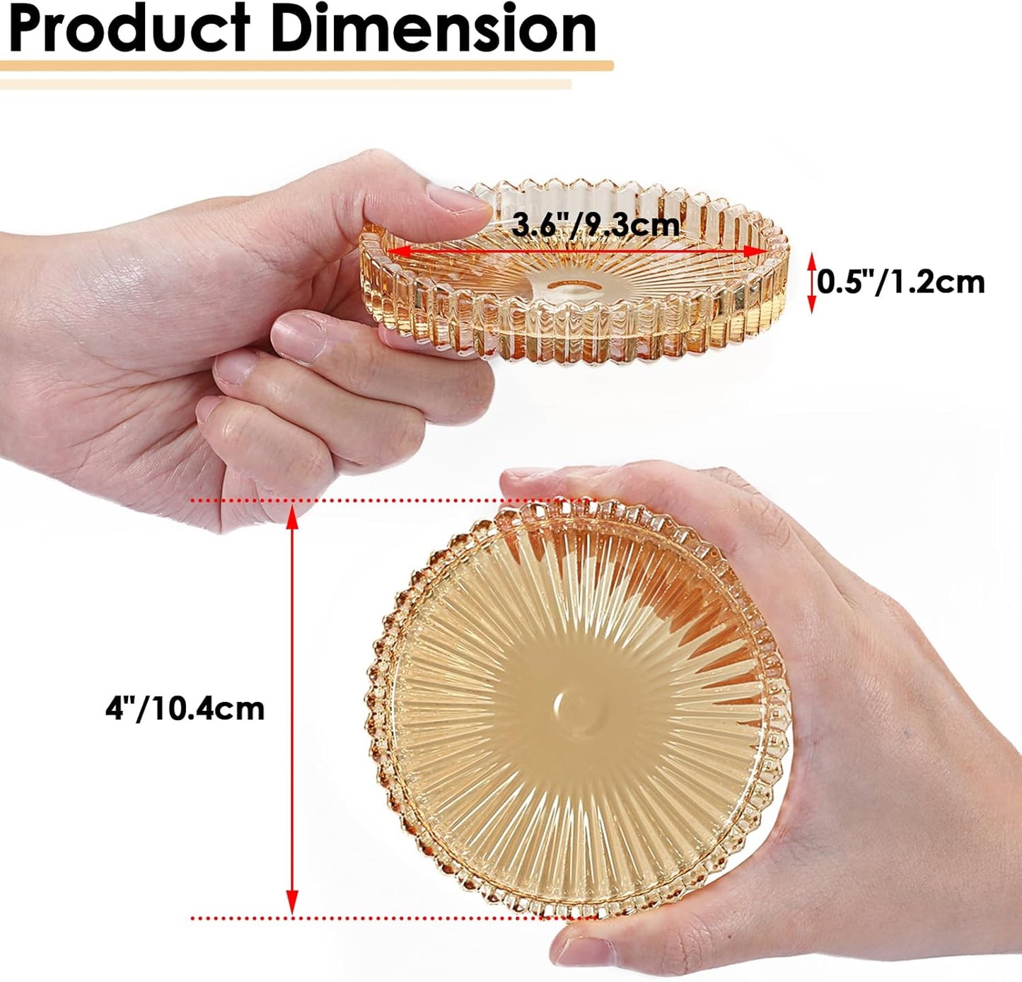 Glass Coasters for Drinks Crystal Coaster Round Chic Cup Mat Coffee Table / Amber / Clear / Set of 5