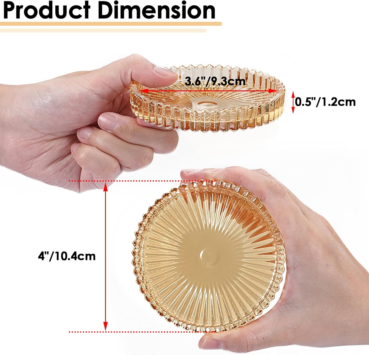 Glass Coasters for Drinks Crystal Coaster Round Chic Cup Mat Coffee Table / Amber / Clear / Set of 5
