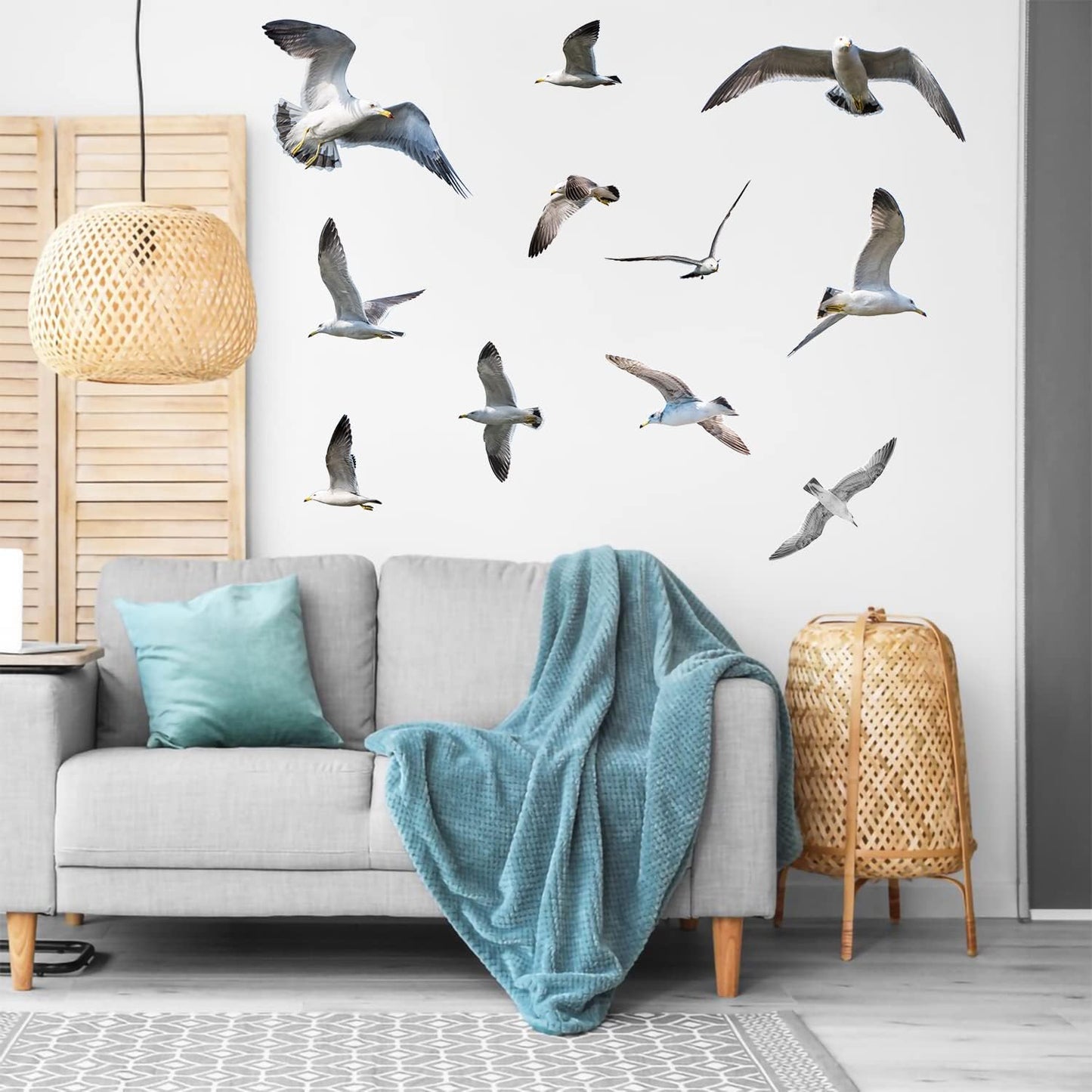 3D Removable Seagull Wall Decals Art Decor Beach Theme Flock of Birds Wall Stickers Peel & Stick DIY