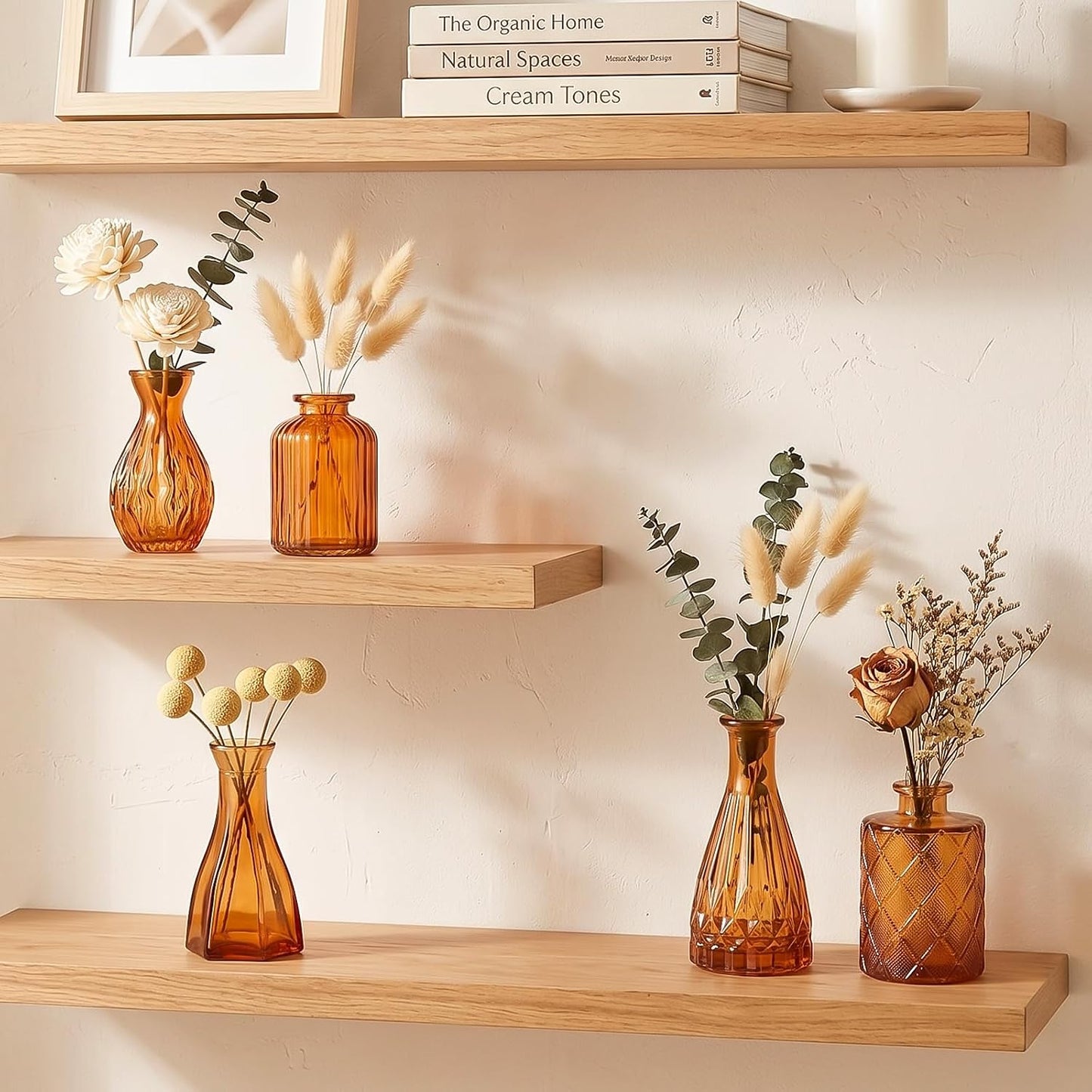 Brown Glass Bud Vases / Amber Brown / Set of 12