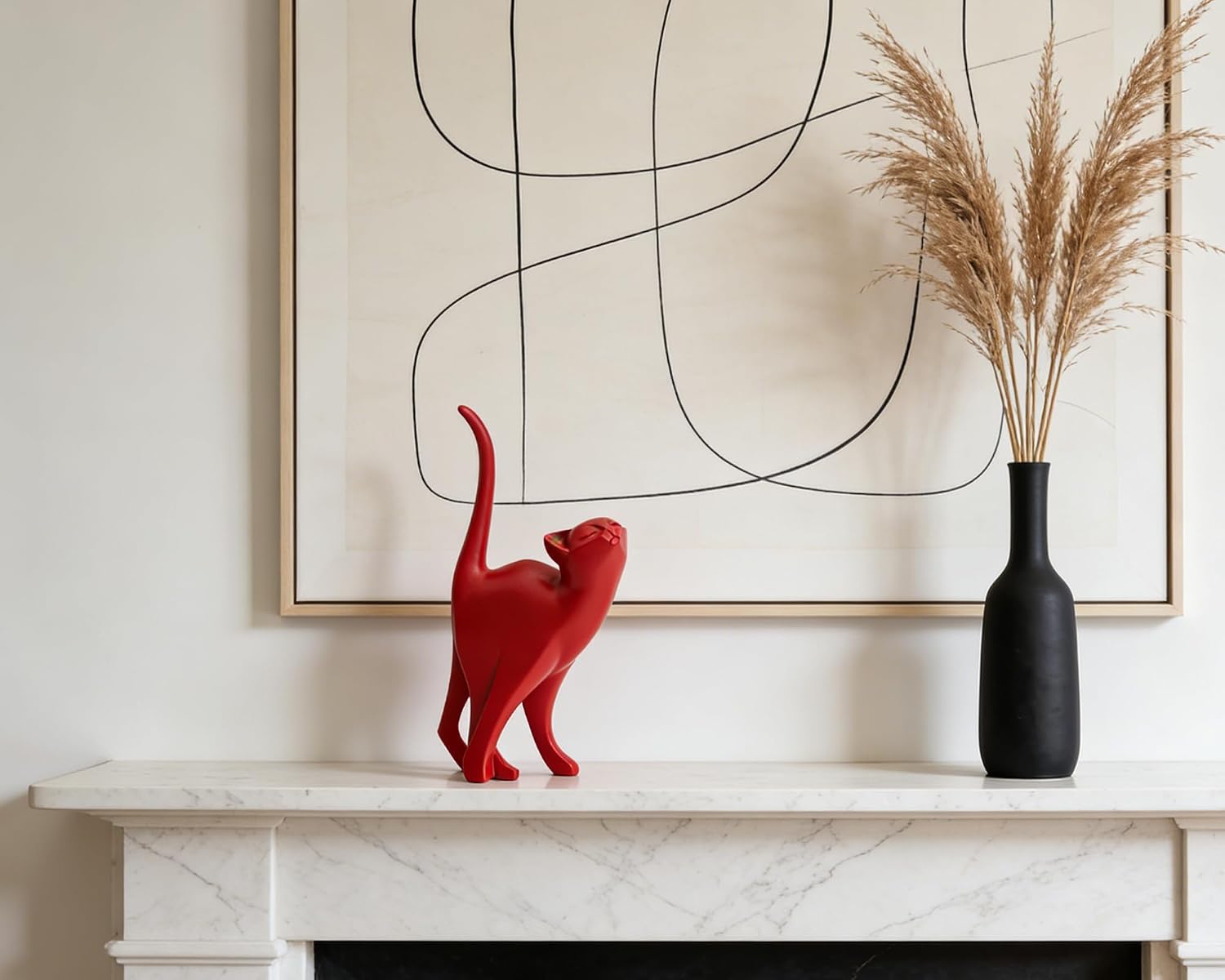 Proud Cat Statue / Red / 7 Inch