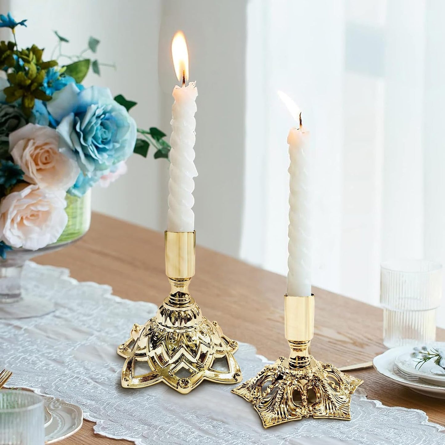 Candlestick Holders,Taper Candle Holder for Candlesticks Gold Plated Candle Metal Stick Candle Holders for