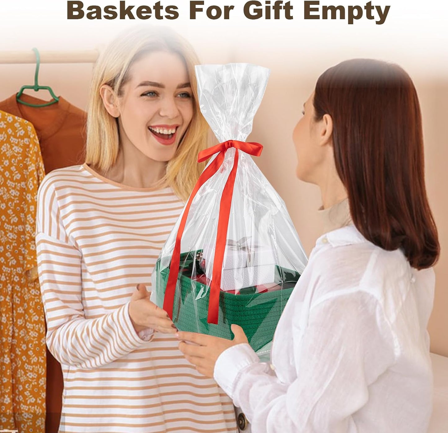 Woven Decorative Gift Baskets / Green / /11.81''lx7.87''wx4.72''h / Set of 3