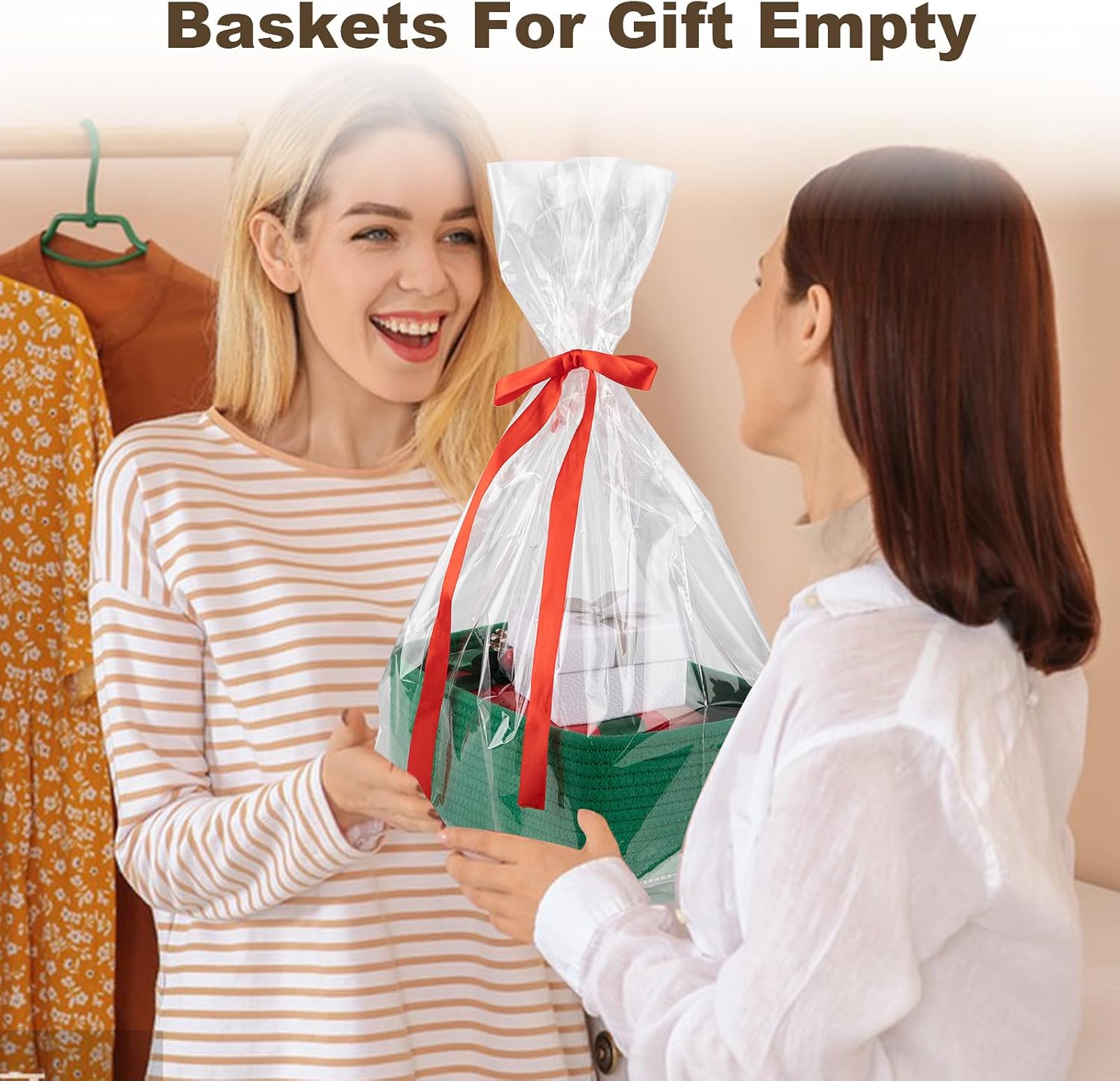 Woven Decorative Gift Baskets / Green / /11.81''lx7.87''wx4.72''h / Set of 3