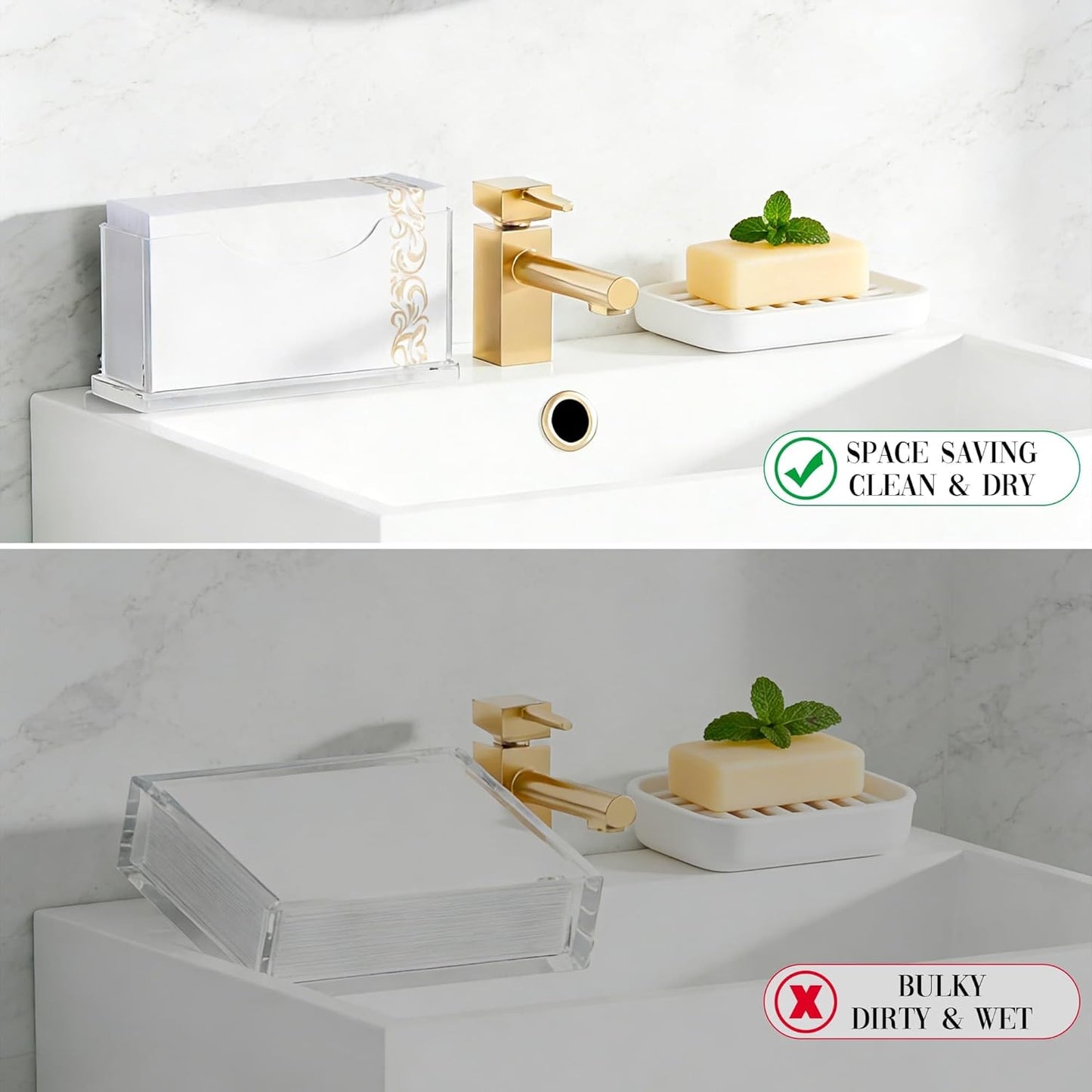 Guest Towel Napkin Holder Bathroom / Vertical - Guest Towel Holder / Clear