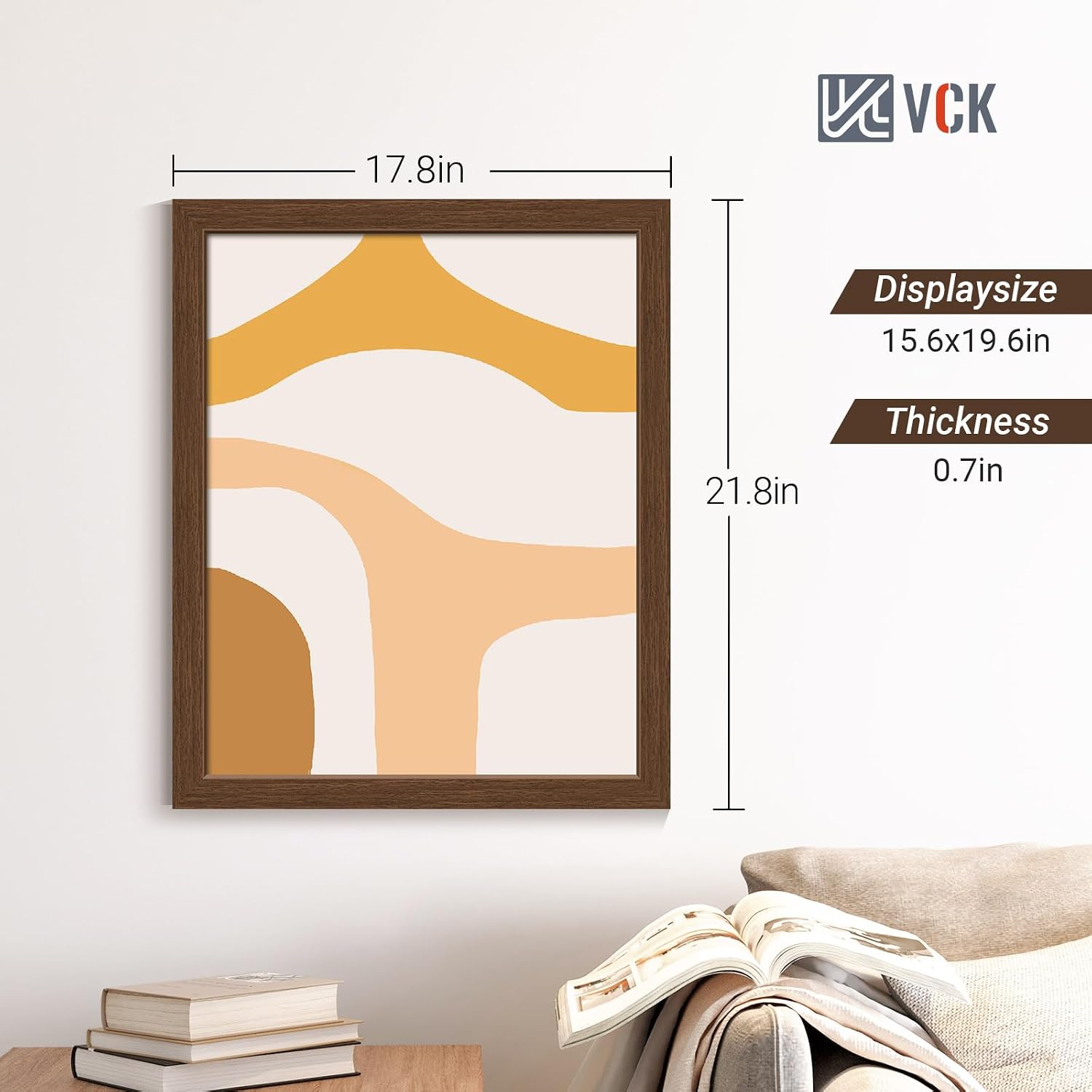 VCK 16x20 Frames Brown 4 Pack, Wide Thick Wood Border, for Poster/Prints | Exclusive Woodgrain, Wall Hanging, HD