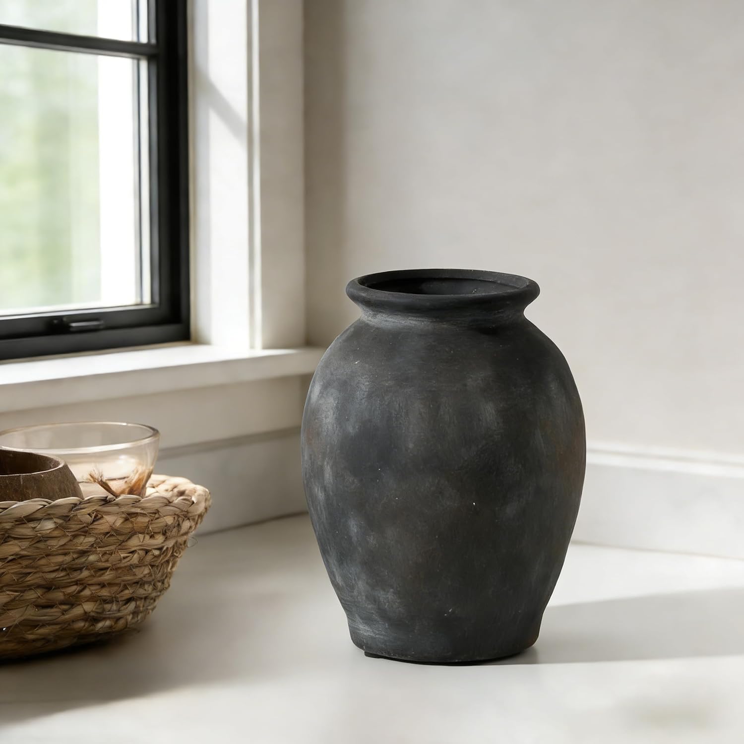 5.94" Ceramic Vase / Black Bronze- 5.94