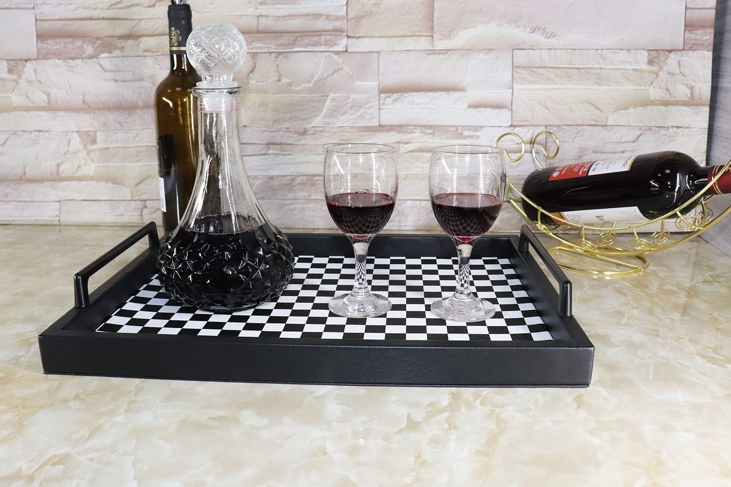 Food Service Tray / Black/white Checkerboard / 16.5 x 12.6