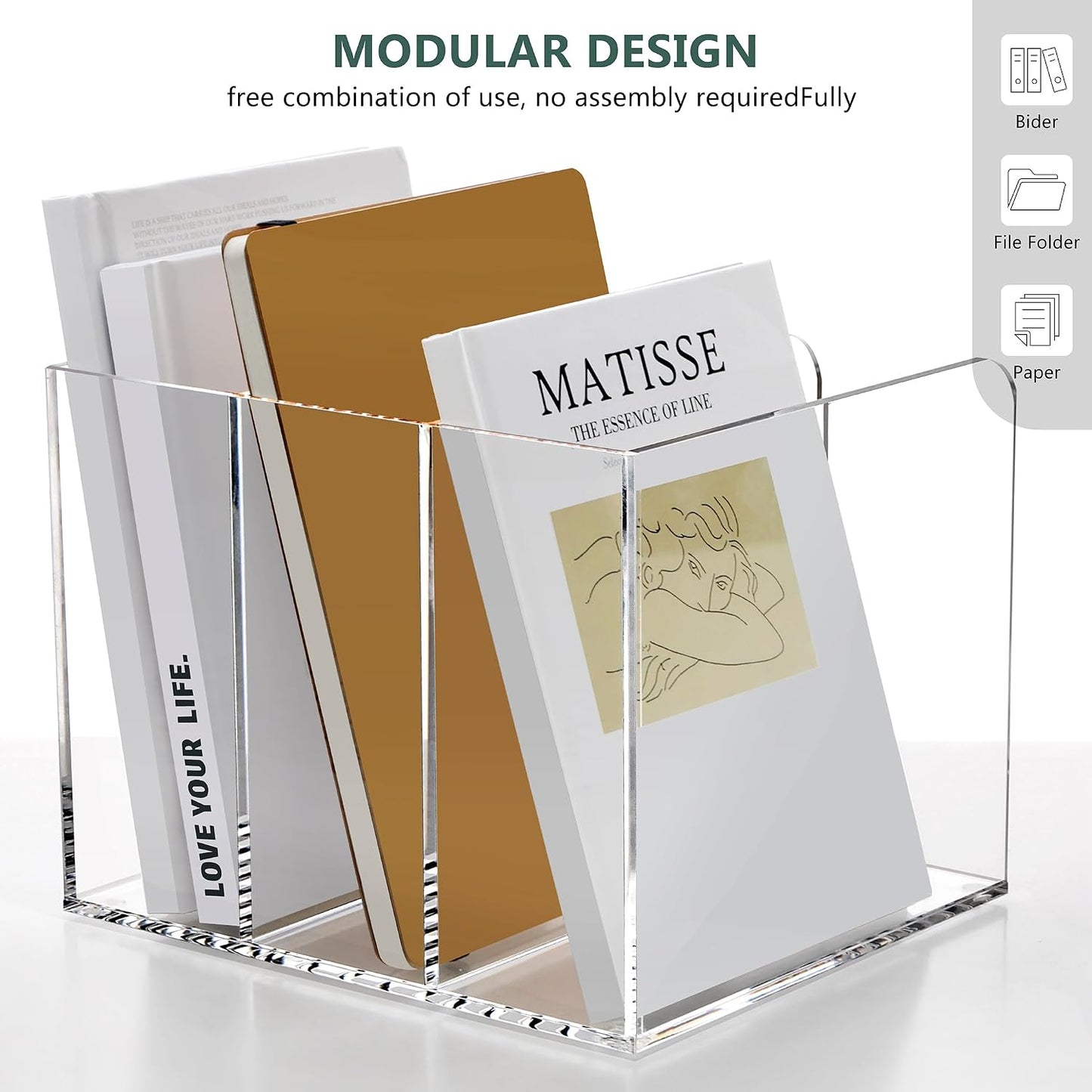 Acrylic Magazine Holder Desk Organizer Workspace Sorters / B5 File Rack / Clear