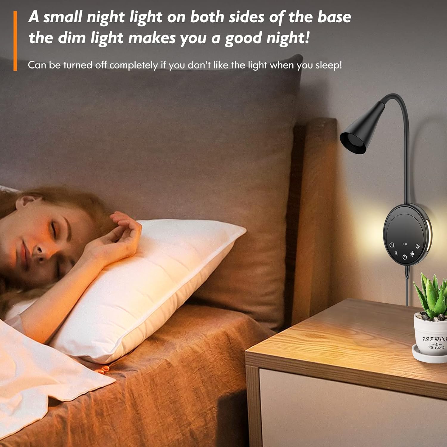 SANKEDOU Wall Mounted Reading Light, Bedside Headboard Lights with 5 Dimming & Color Temperature, USB Output, Night