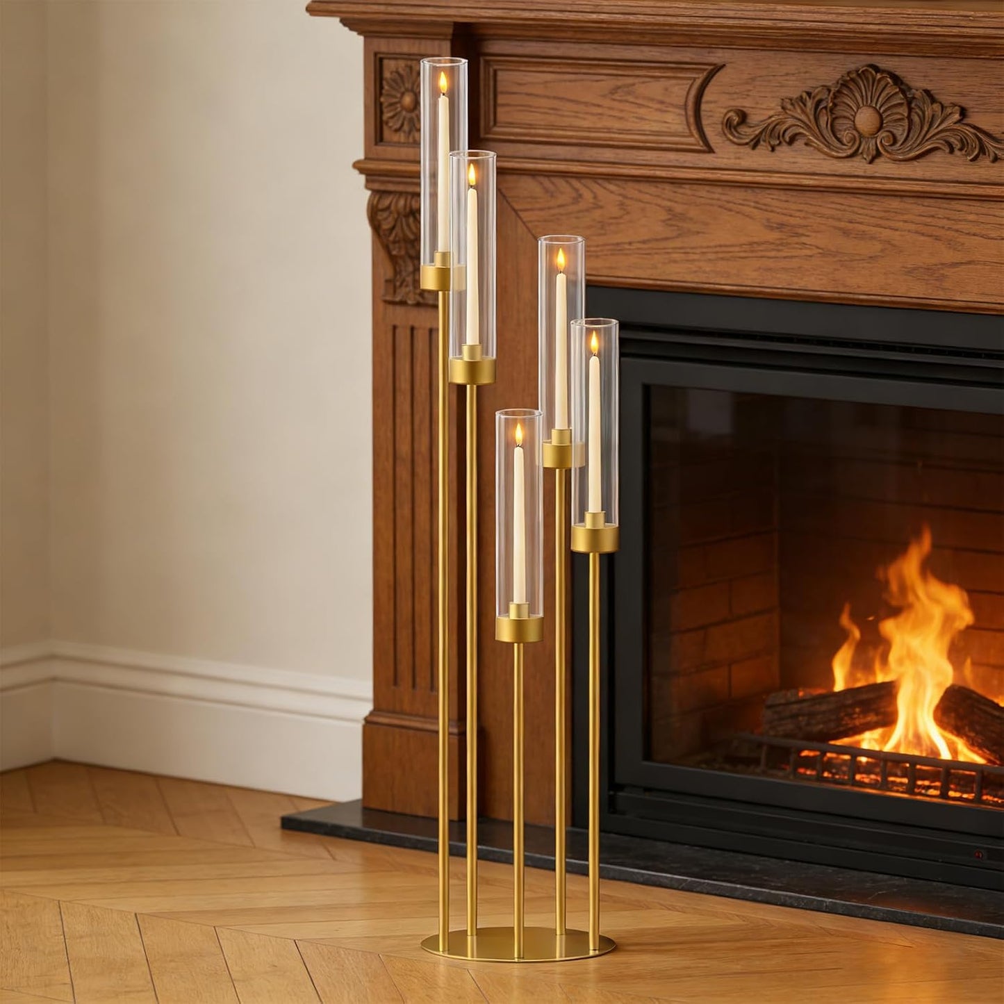 42.5in Gold Candelabra Centerpieces for Tables Candlestick Holders Decor Wedding Centerpiece Table Decorations 5 arm