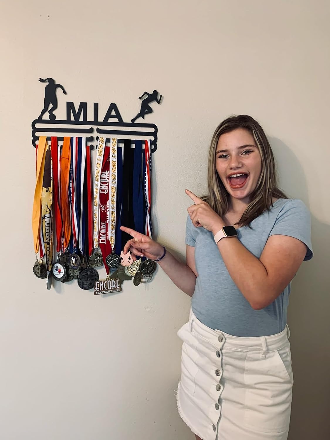 Athlete's Gift Shop Personalized Medal Display Hanger (Up to 2 Sports) - Durable Wall-Mounted Display for Awards