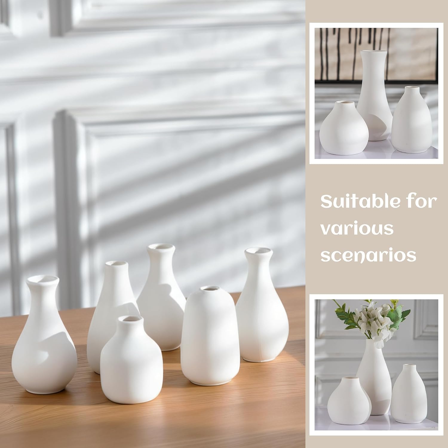 Small Ceramic Vase in Bulk / White Bud Vases / Set of 12