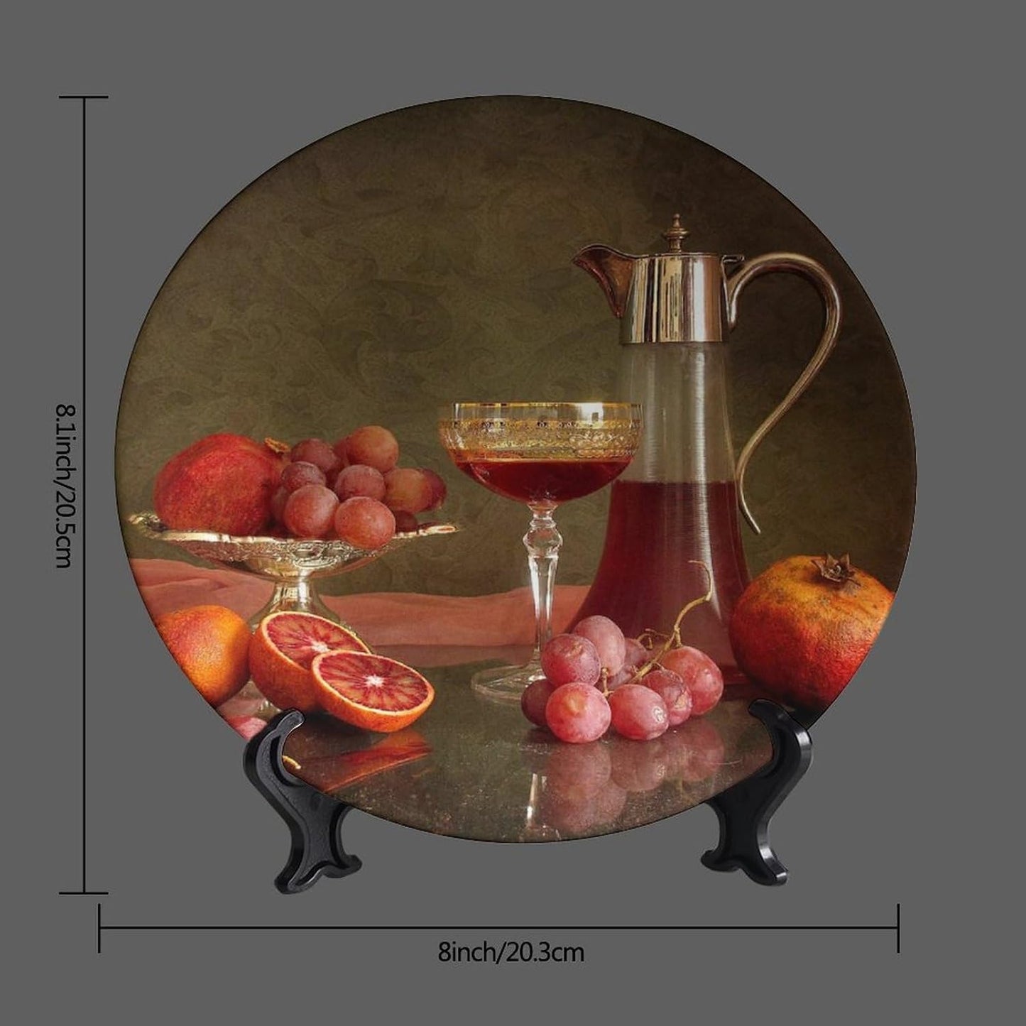 Decorative Plate Holder / 8 Inch / Blood Orange Grape Pomegranate Cider