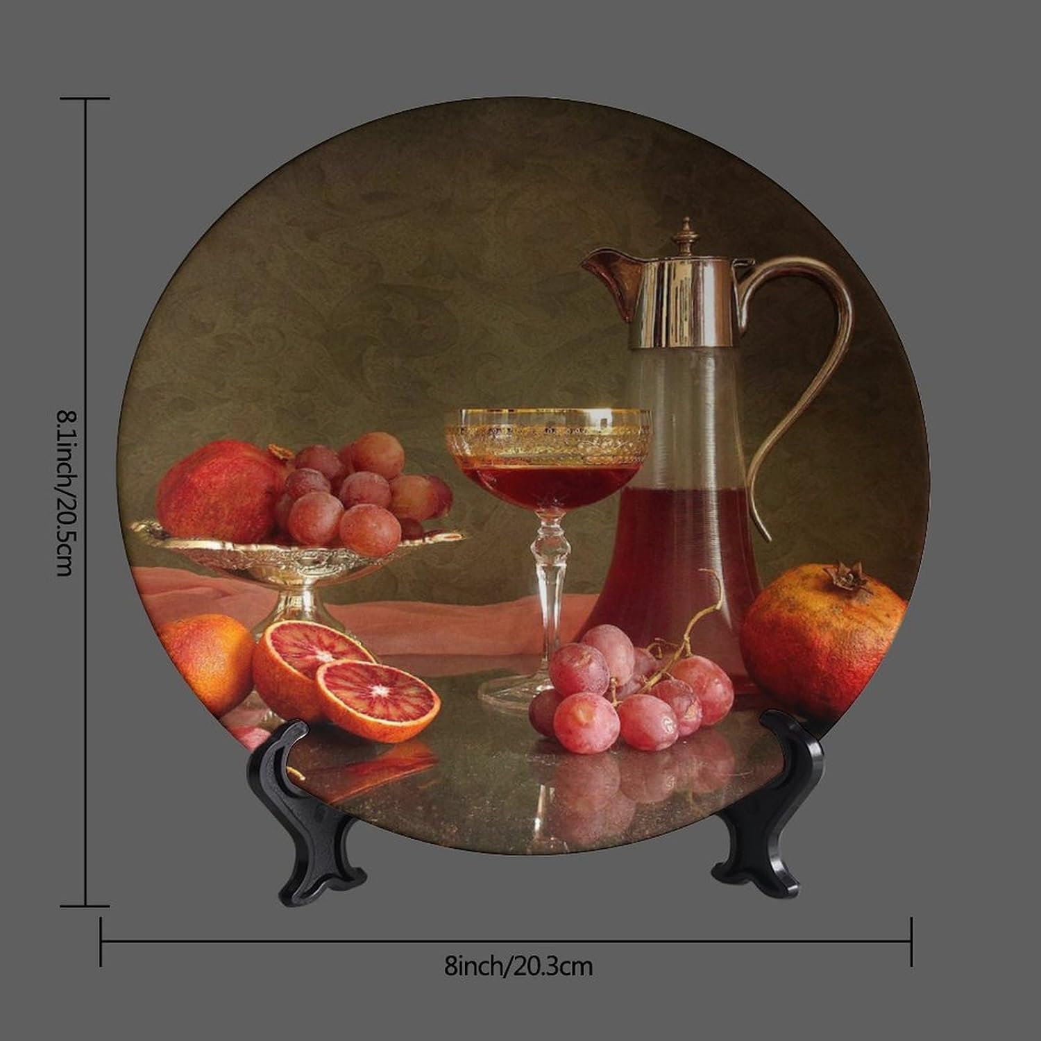 Decorative Plate Holder / 8 Inch / Blood Orange Grape Pomegranate Cider