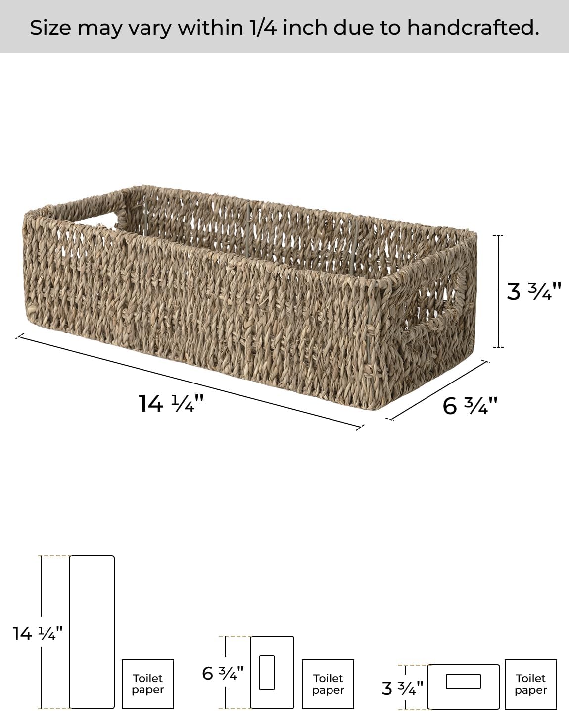 Seagrass Baskets / Built-in Handles / Natural