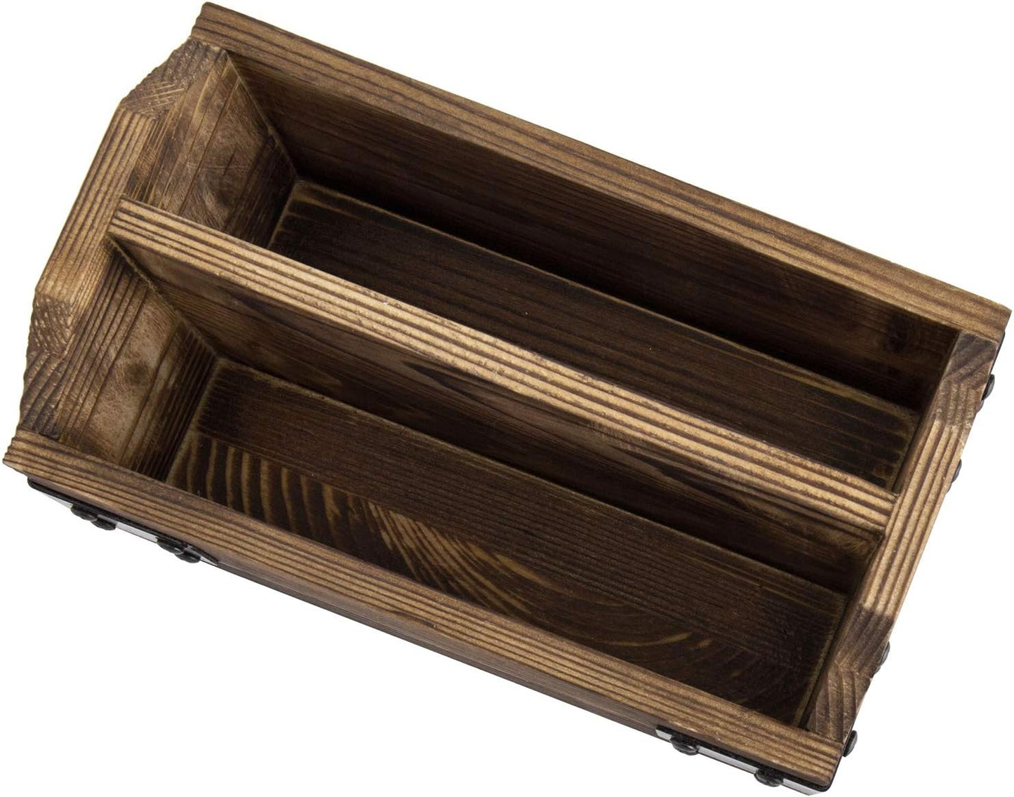 Wood TV Remote Control Holder / Burnt Wood / Black