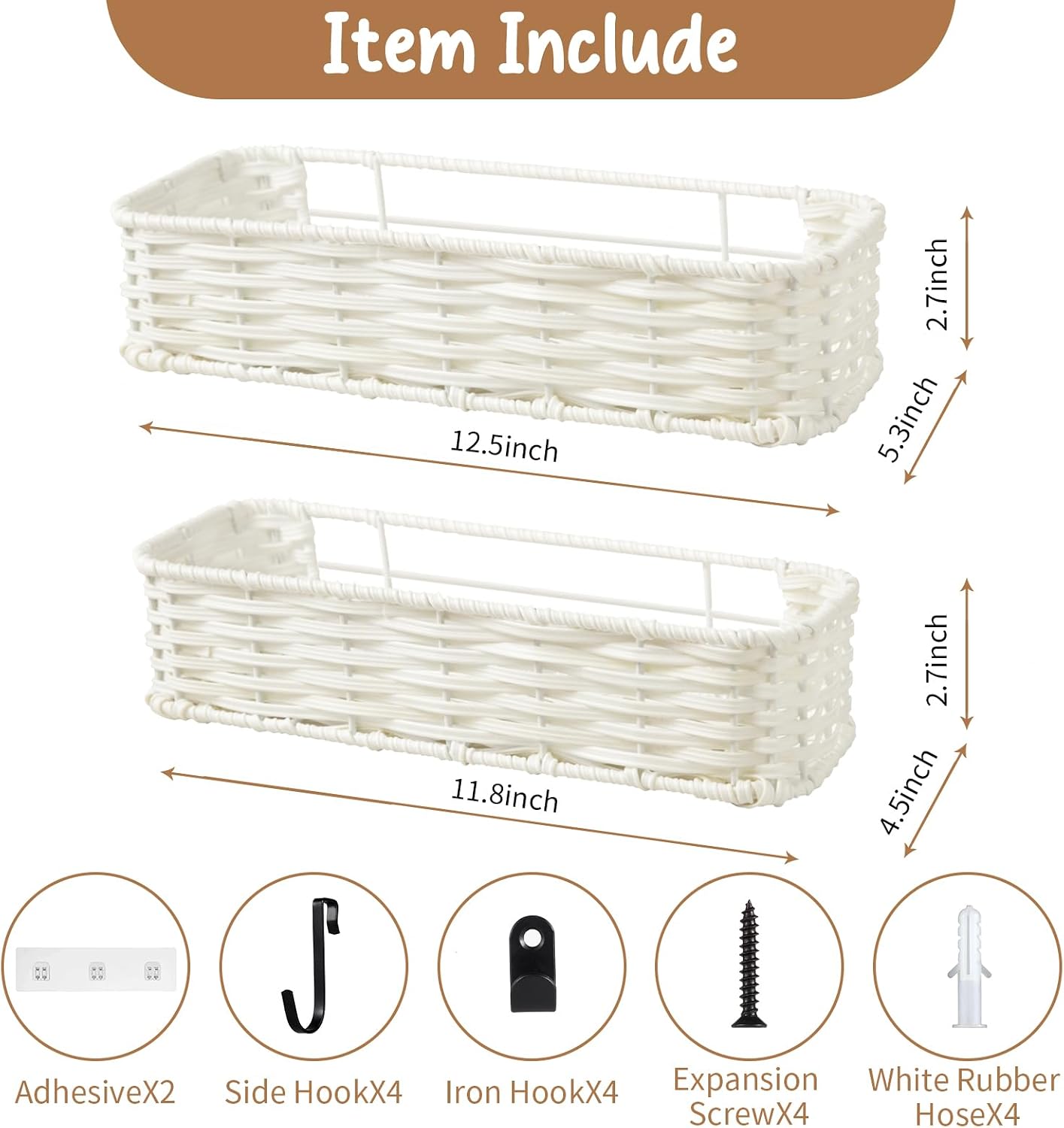 Plastic Wicker Woven Storage Shelves / Off White
