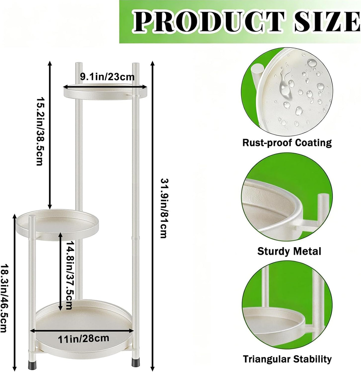 Plant Stand Indoor Tall, Black Corner Tiered Round Plant Stand for Indoor Multiple Plants, Metal Flower Pot Stands