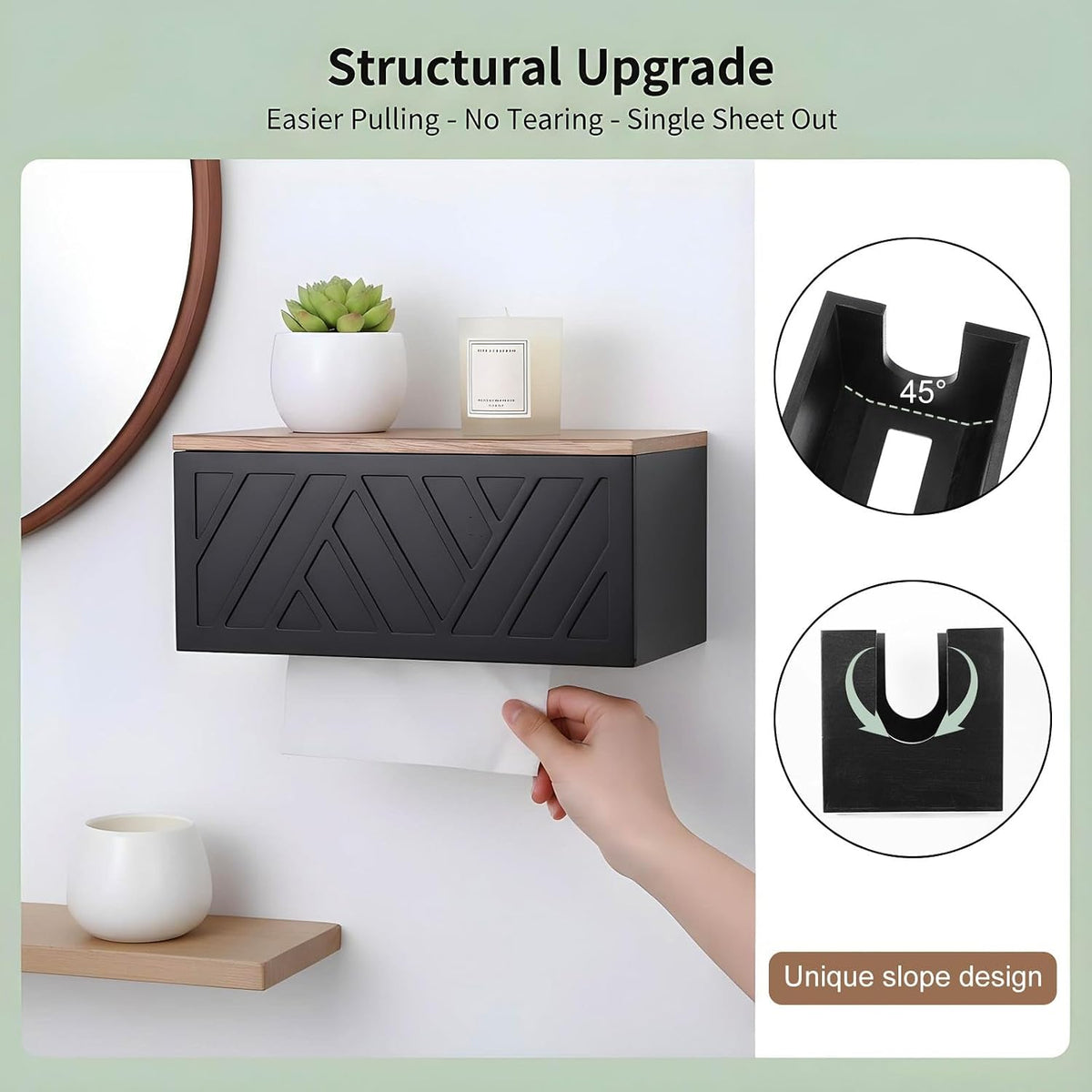 Paper Towel Dispenser Wall Mount Paper Towel Holder with Lid Solid Wood Commercial C-Fold, Z-Fold Hand Papers Towels