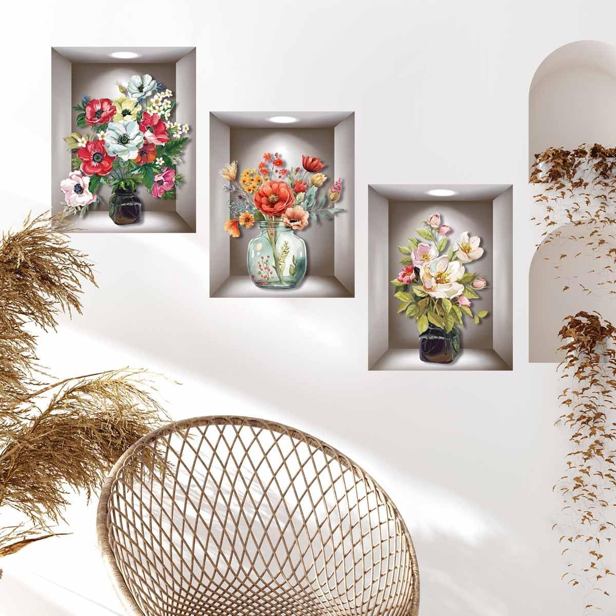Vintage Flower Wall Art / Set of 3