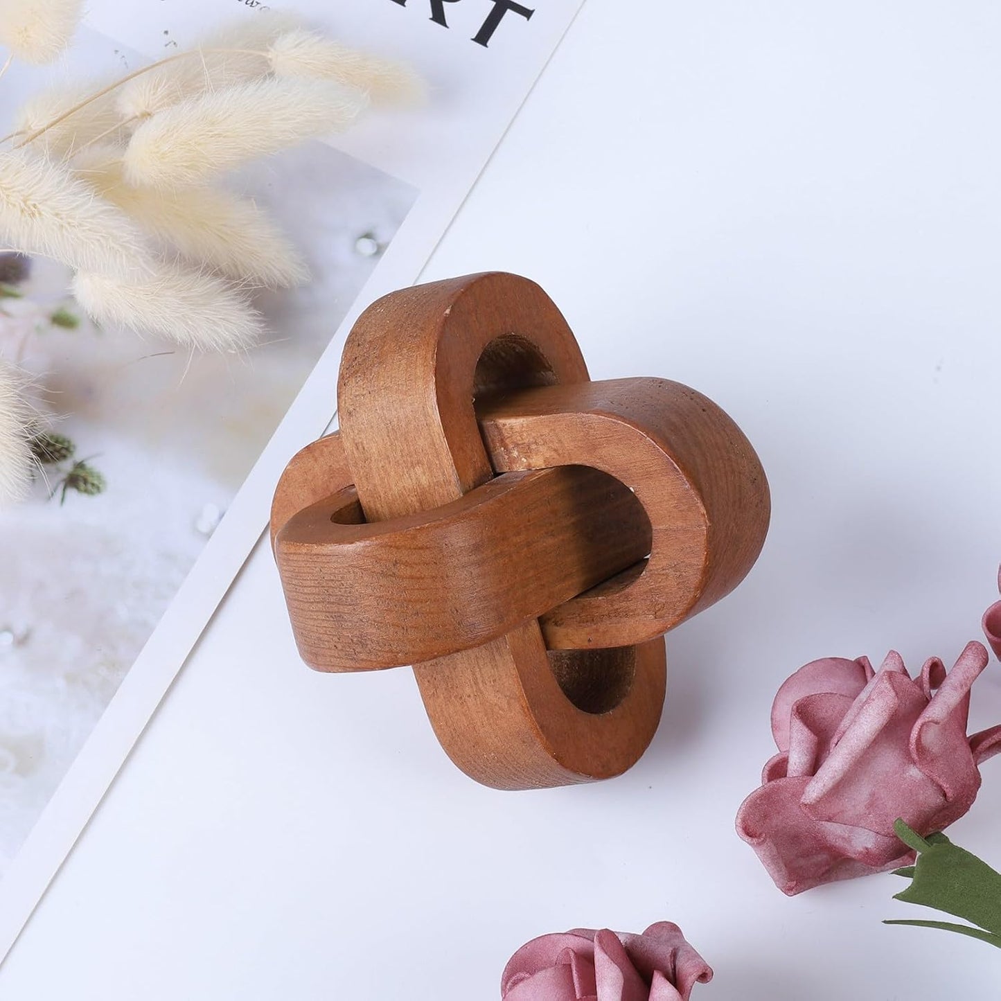 Wood Knot Decor Table Decor Shelf Decor Table Books Hand Carved Home Decoration / Coffee / 4.3 Inch